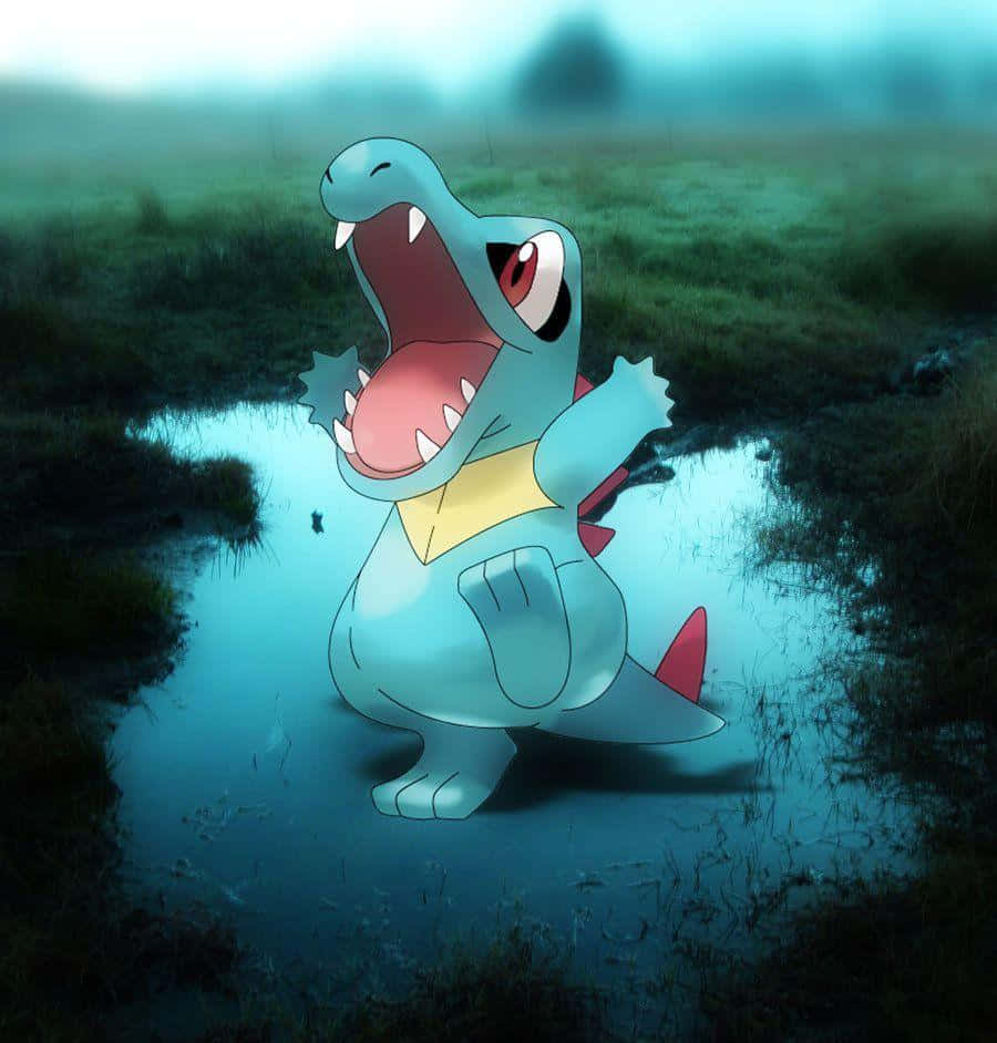Totodile In Real-life Puddle Wallpaper