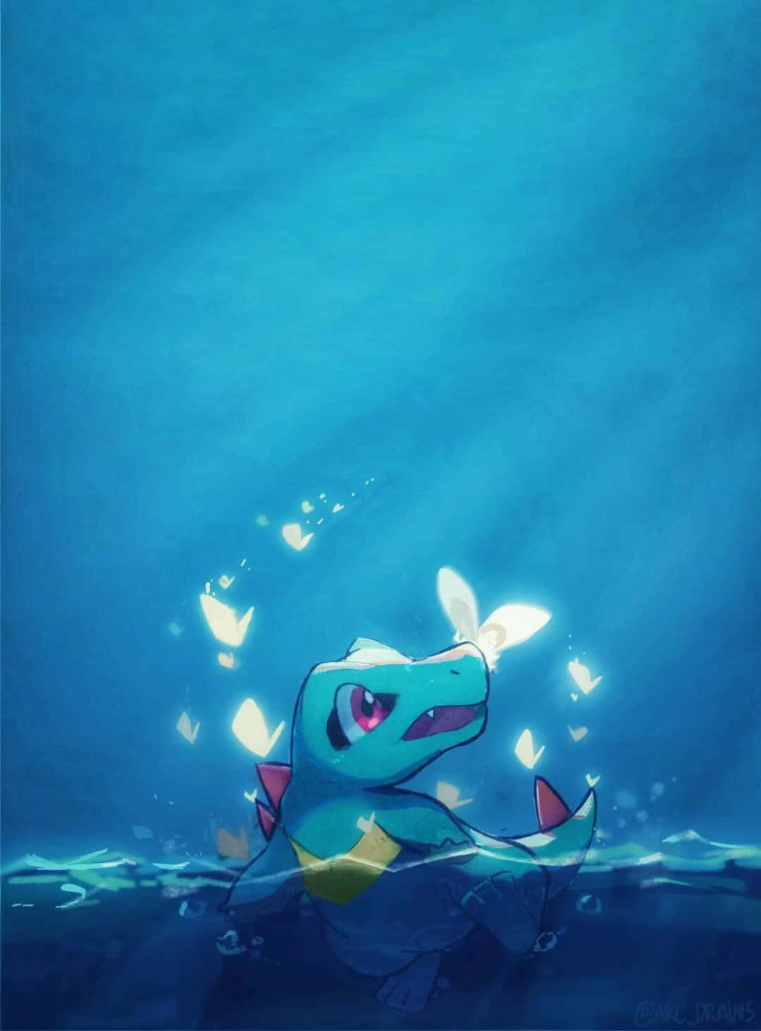 Totodile With Glowing Butterflies Wallpaper