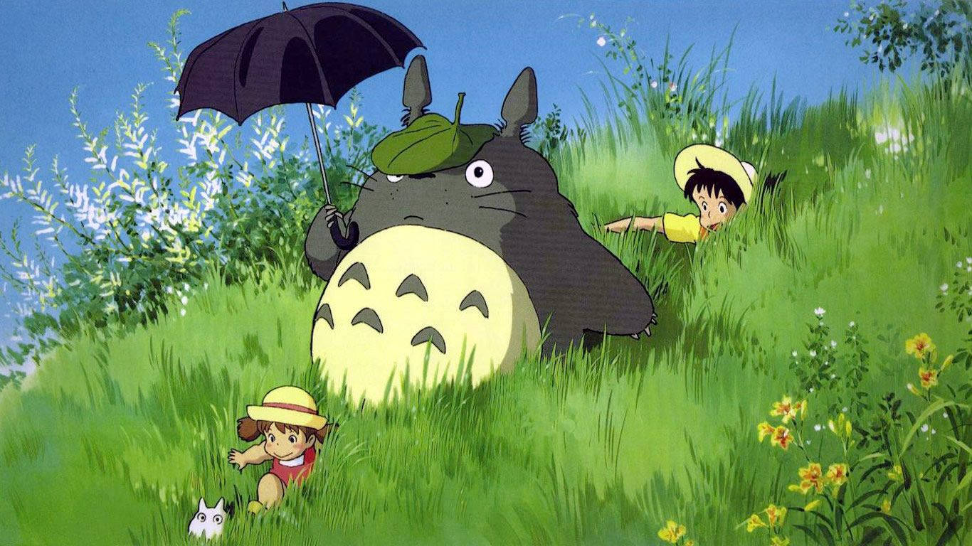 Totoro Playing On Grass Wallpaper