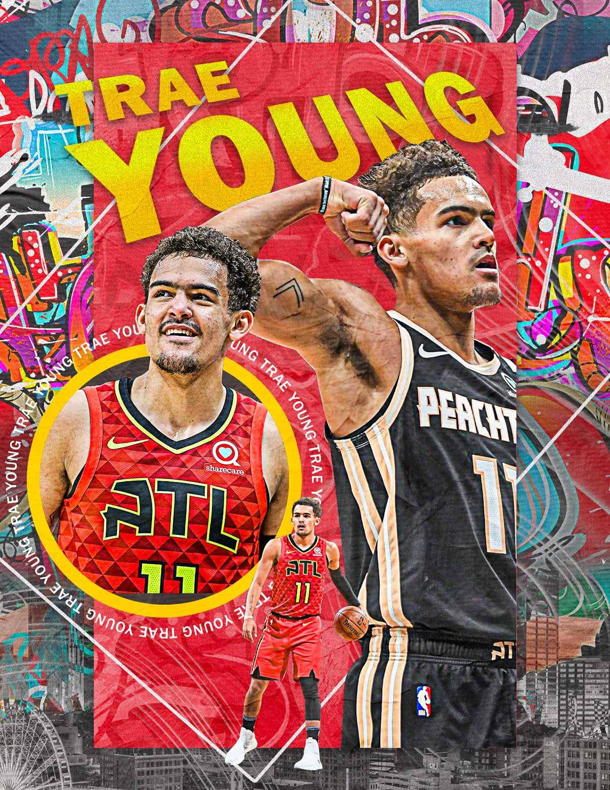 Trae Young Graffiti Art Wallpaper