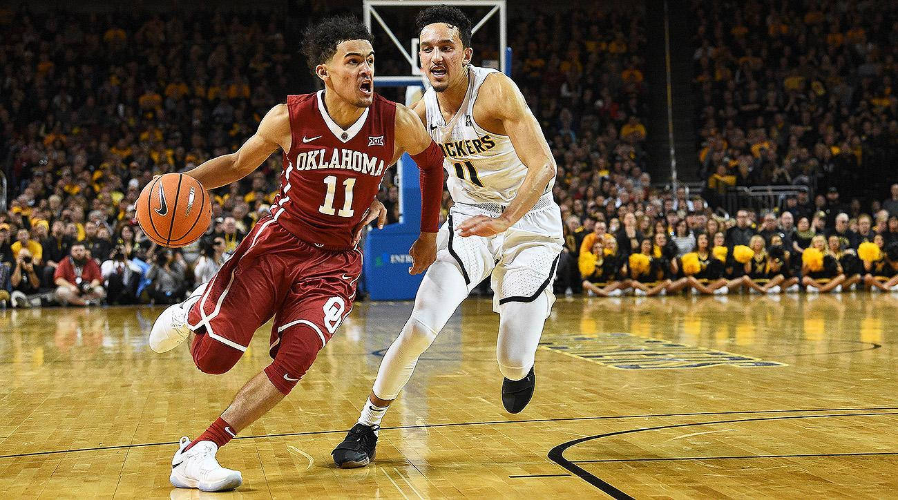 Trae Young In Action- Oklahoma Basketball Game Wallpaper