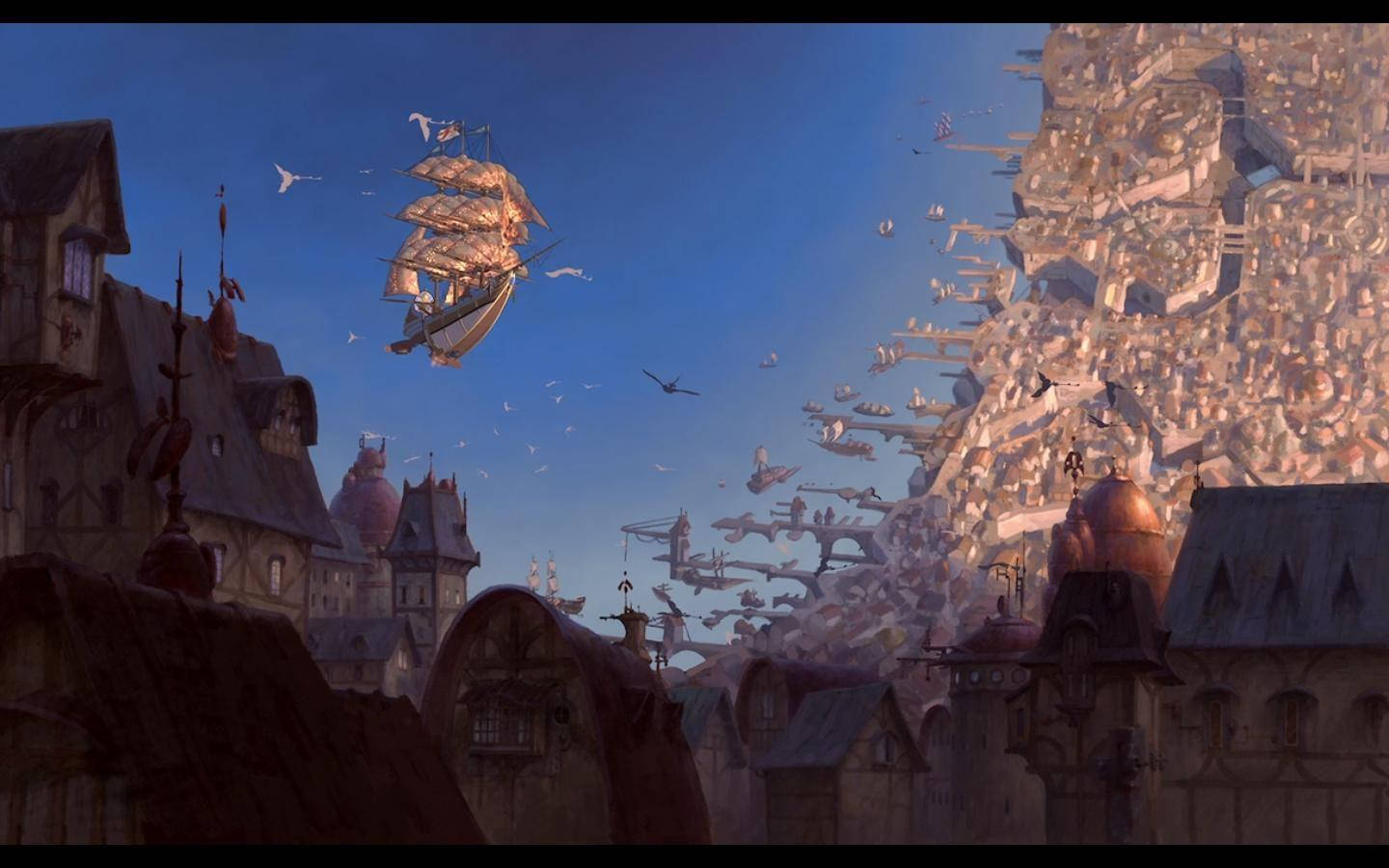 Treasure Planet R.l.s. Legacy Arriving At Crescentia Wallpaper