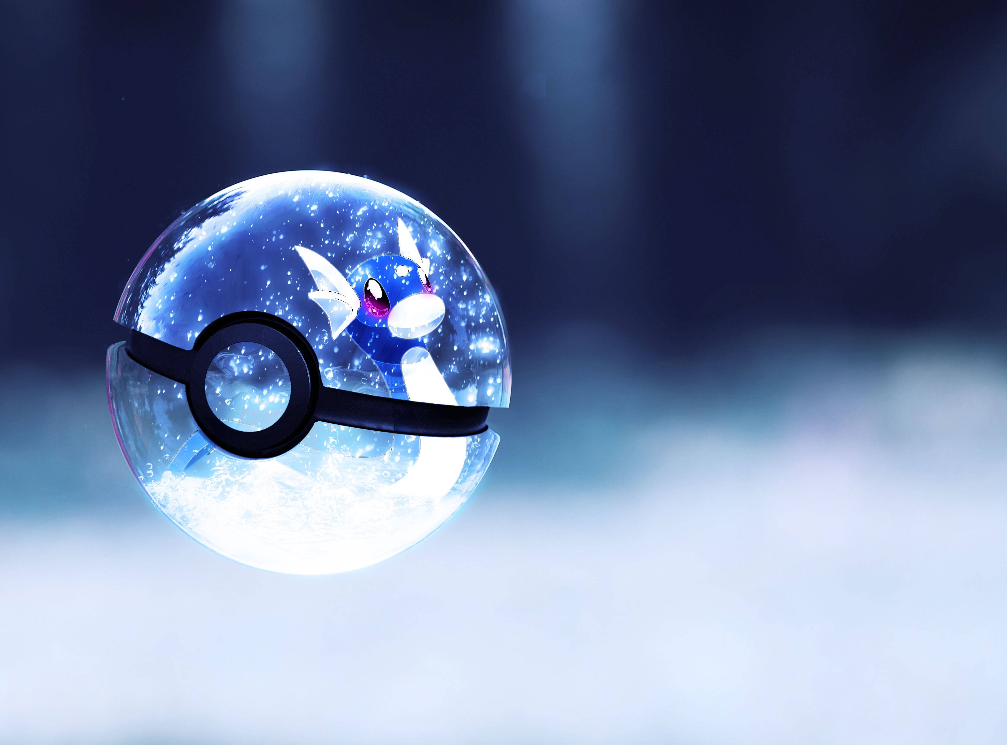 Trending Blue Pokeball With Dratini Pokemon Wallpaper