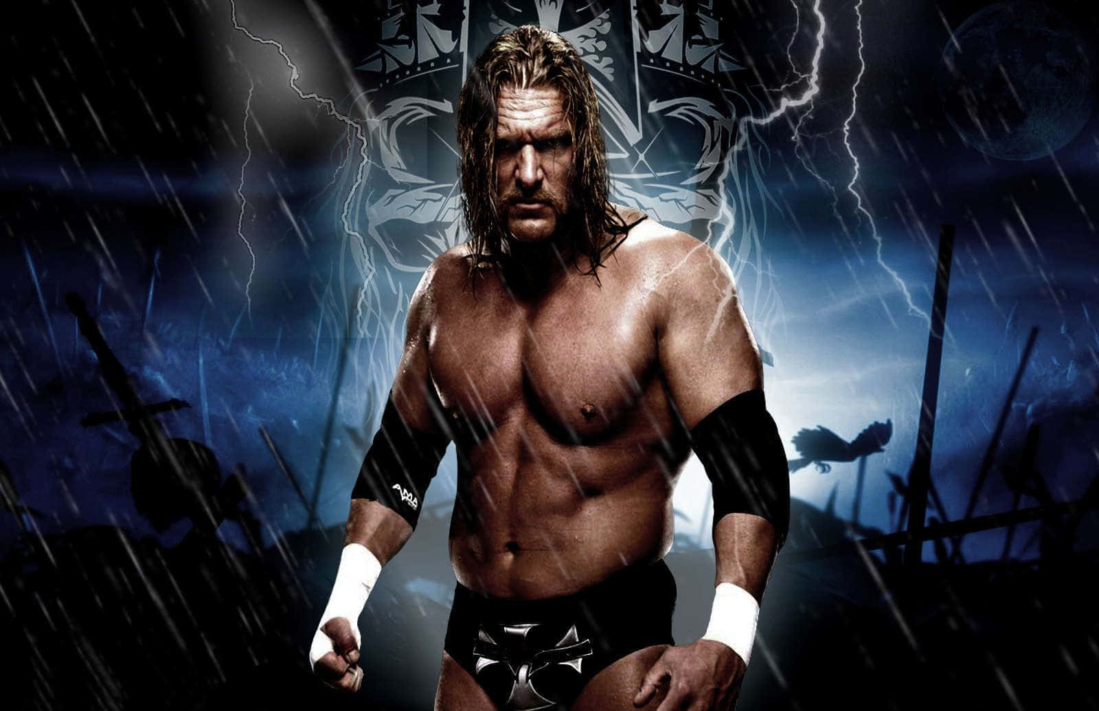 Triple H Blue And Black Wallpaper