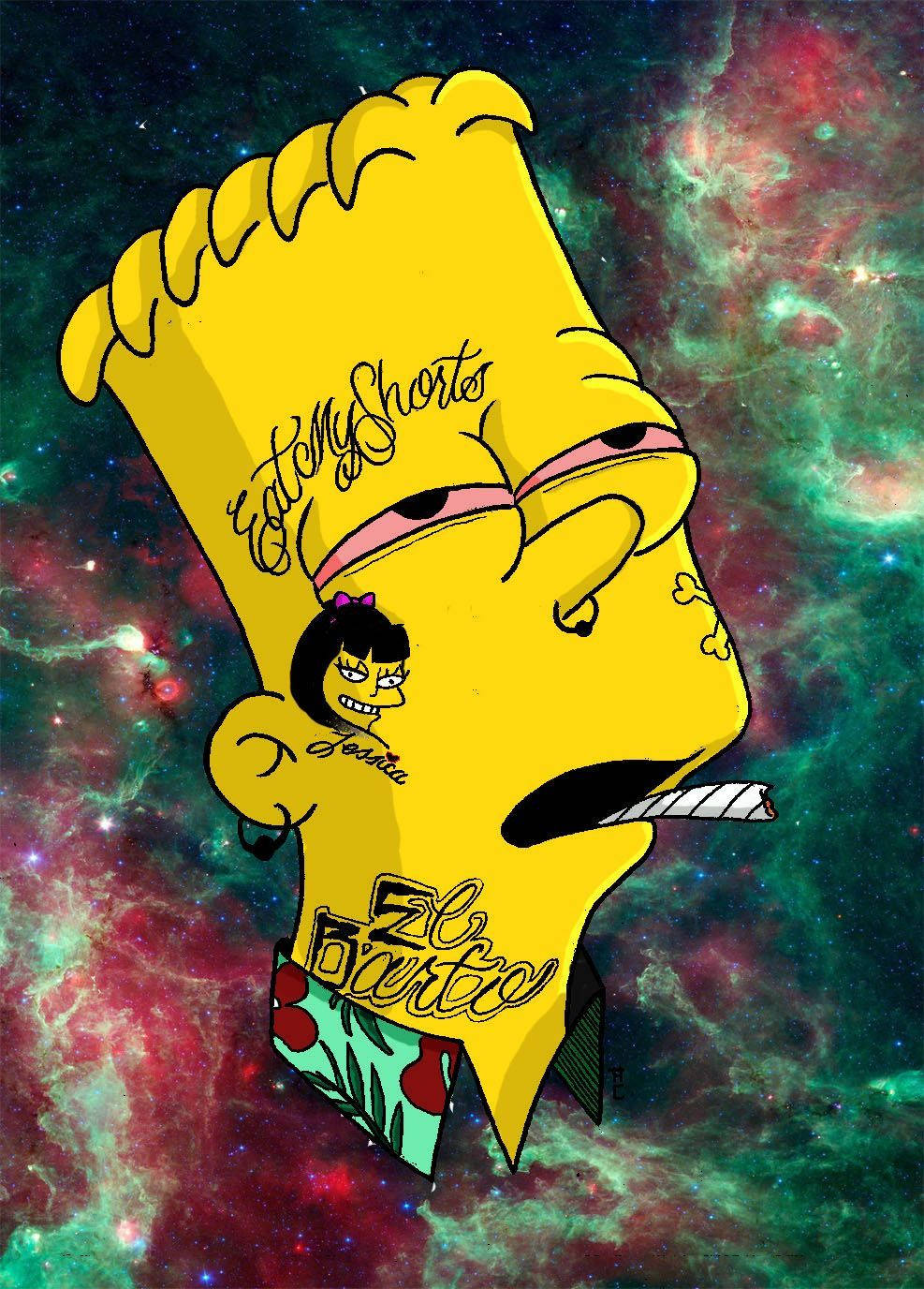 Trippy Cool Bart Simpson Background Wallpaper