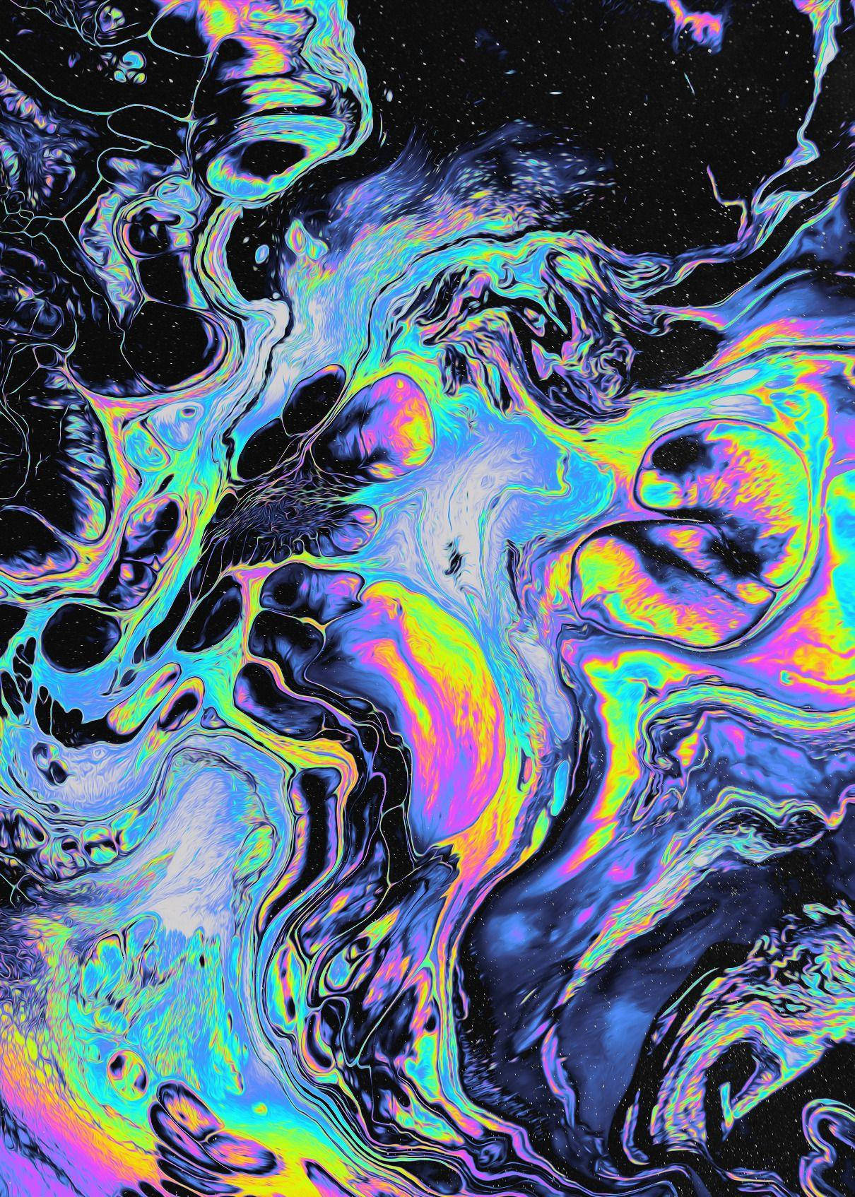 Trippy Swirling Dye Aesthetic Teal Wallpaper