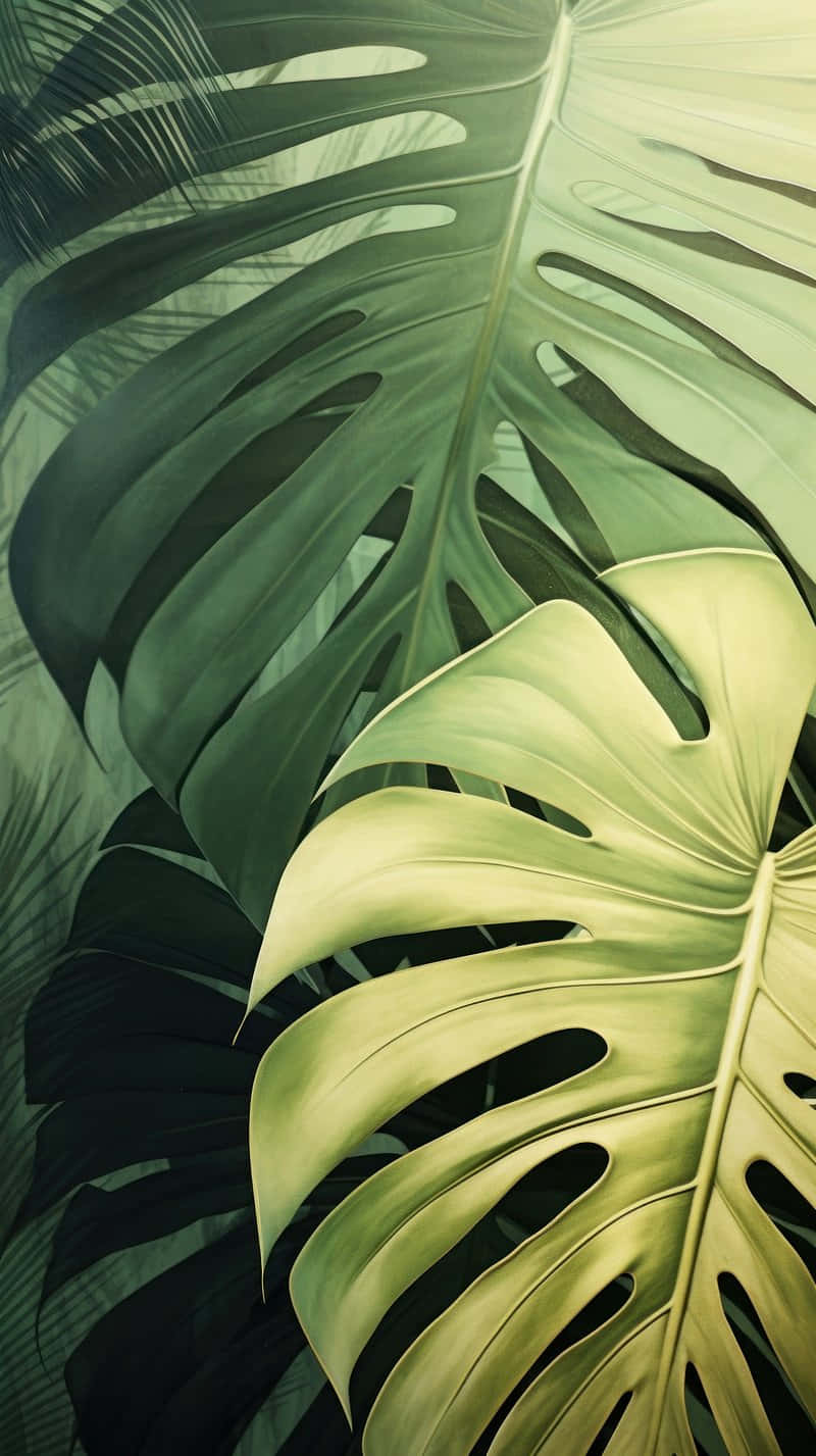 Tropical_ Monstera_ Leaves_ Background Wallpaper