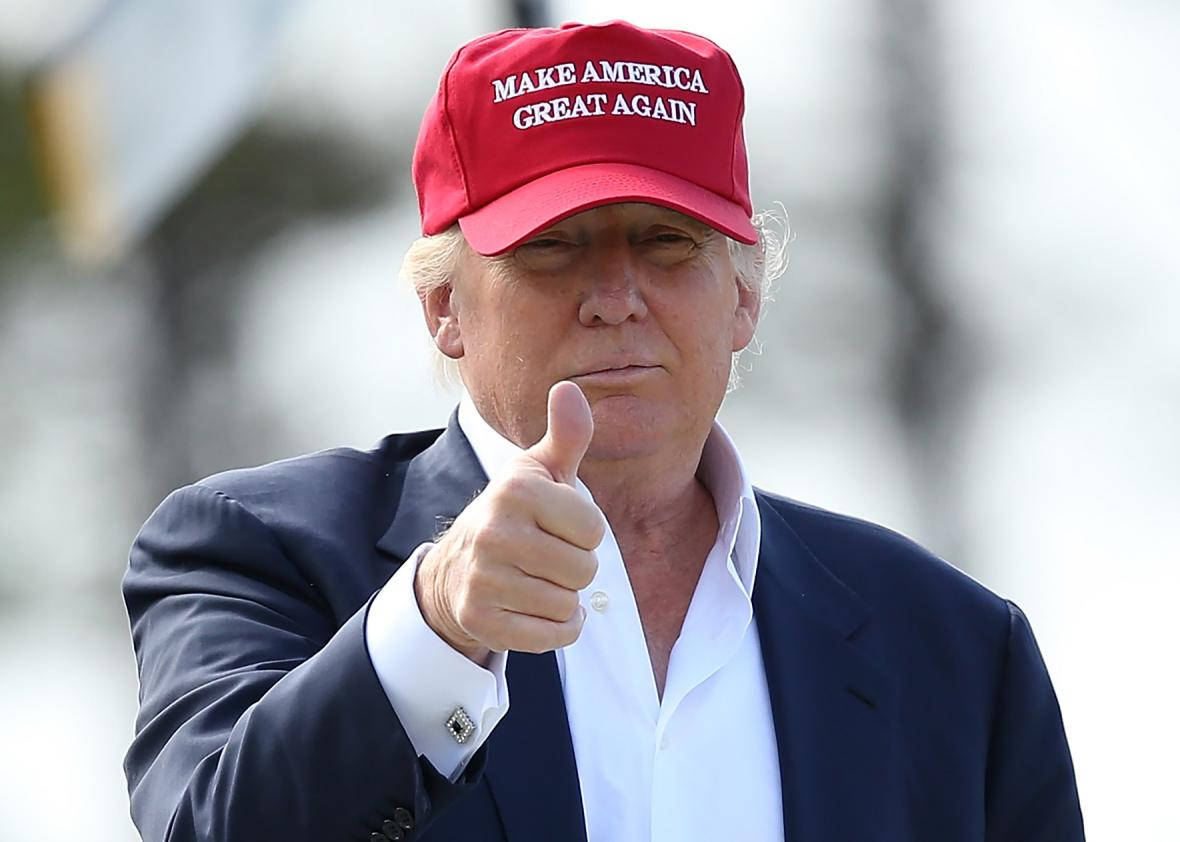Trump Red Cap Thumbs Up Wallpaper