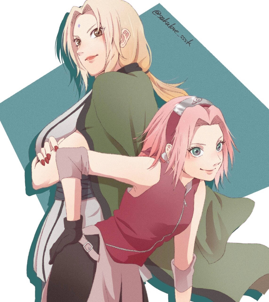 Tsunade And Sakura Back-to-back Wallpaper