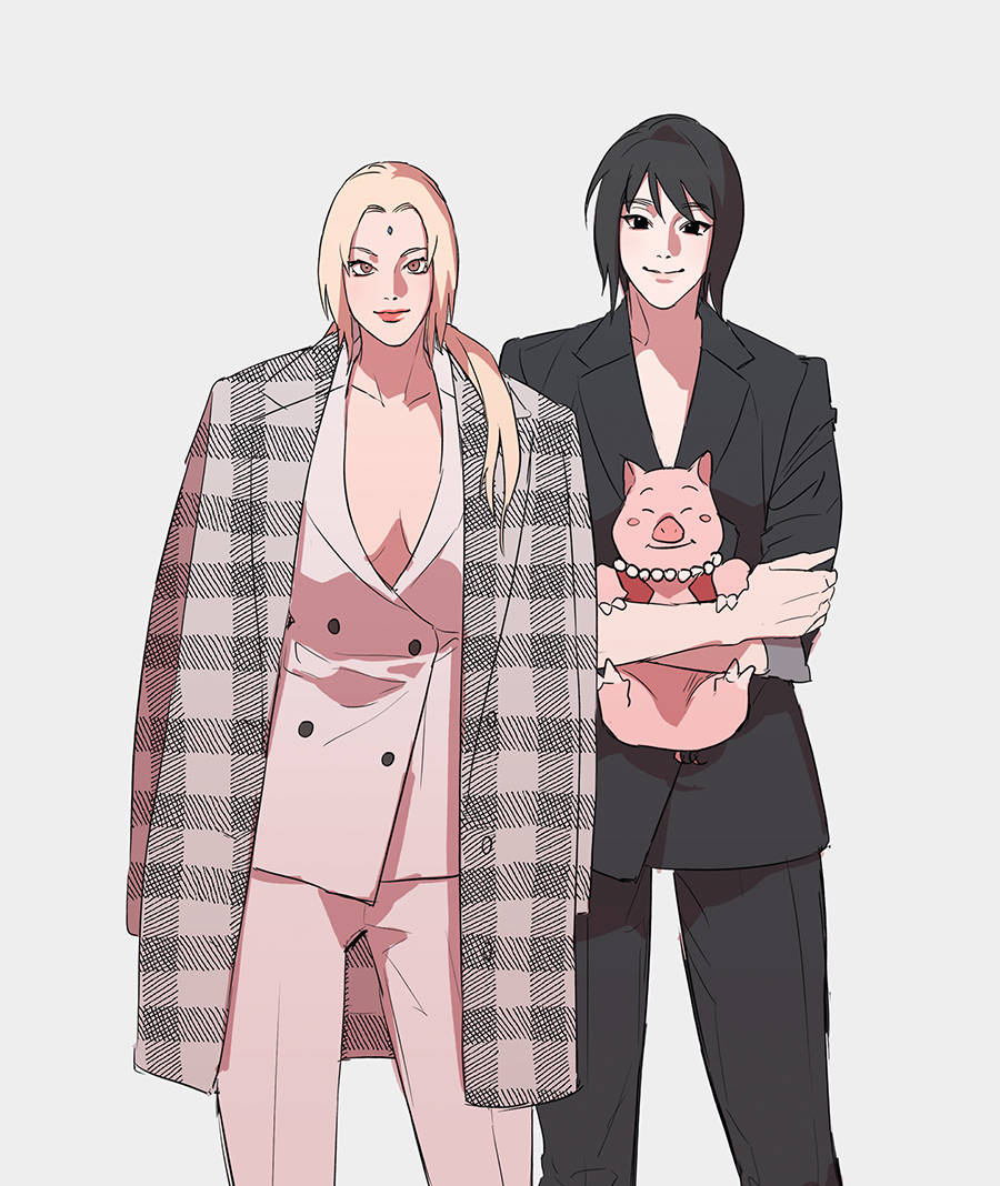 Tsunade And Shizune In Modern Suits Wallpaper