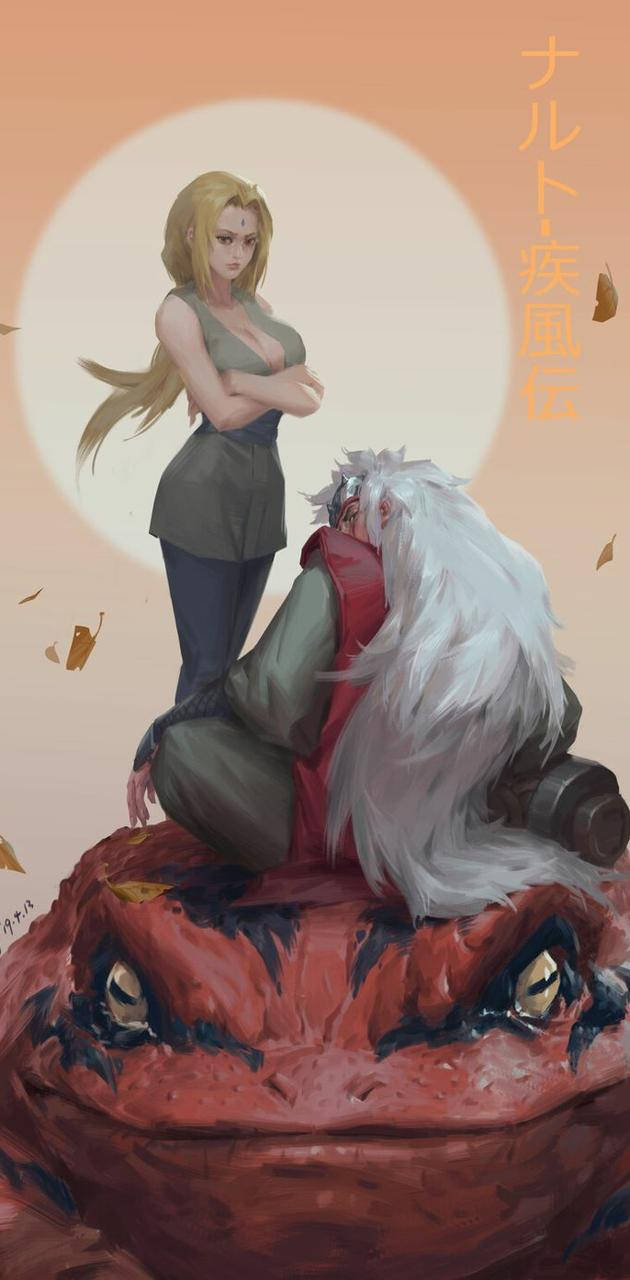 Tsunade, Jiraiya, And Gamabunta Wallpaper