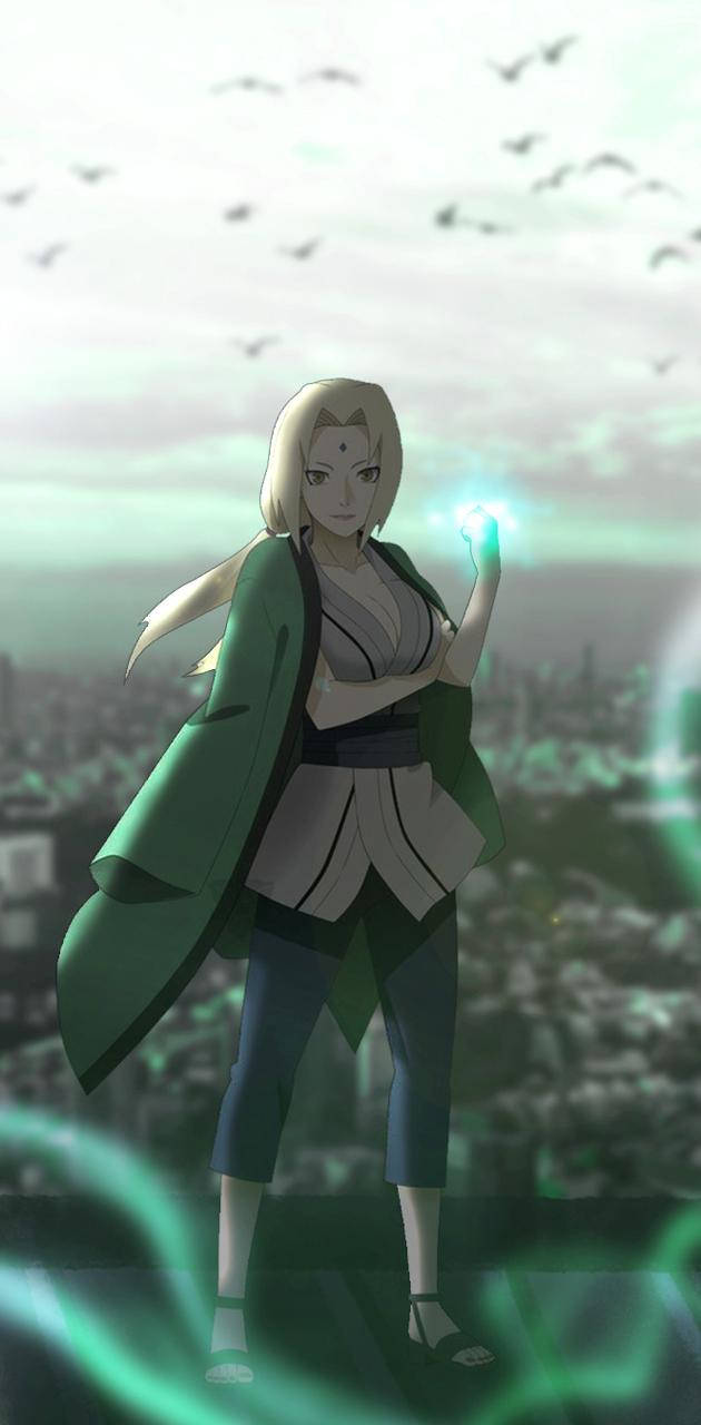 Tsunade Standing On A Roof Wallpaper