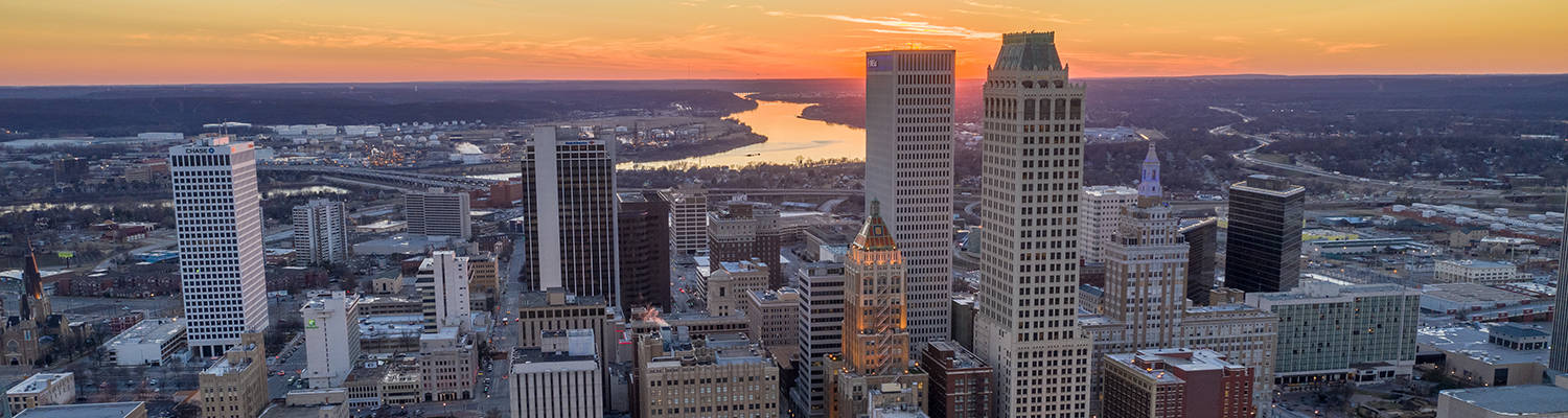 Tulsa Sunset Skyline Panoramic Shot Wallpaper