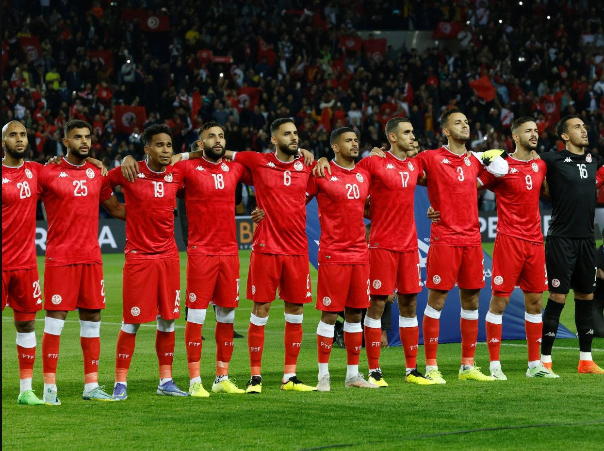 Tunisia National Football Team Players In Red Jersey Wallpaper