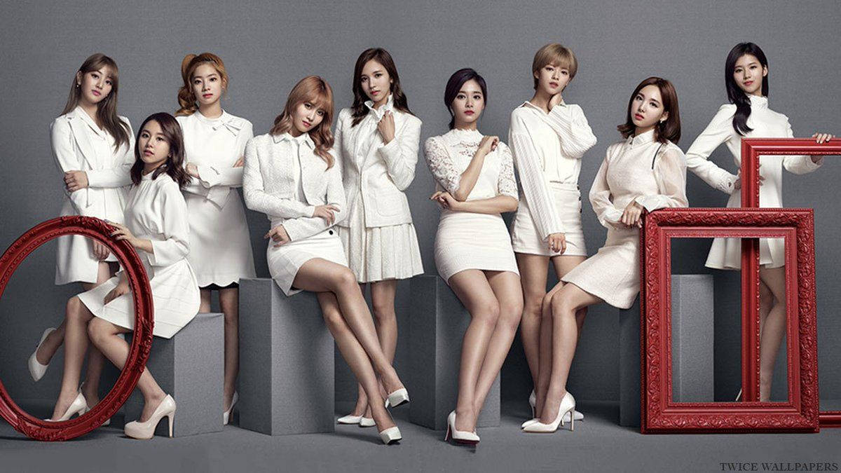 Twice Group In White Wallpaper