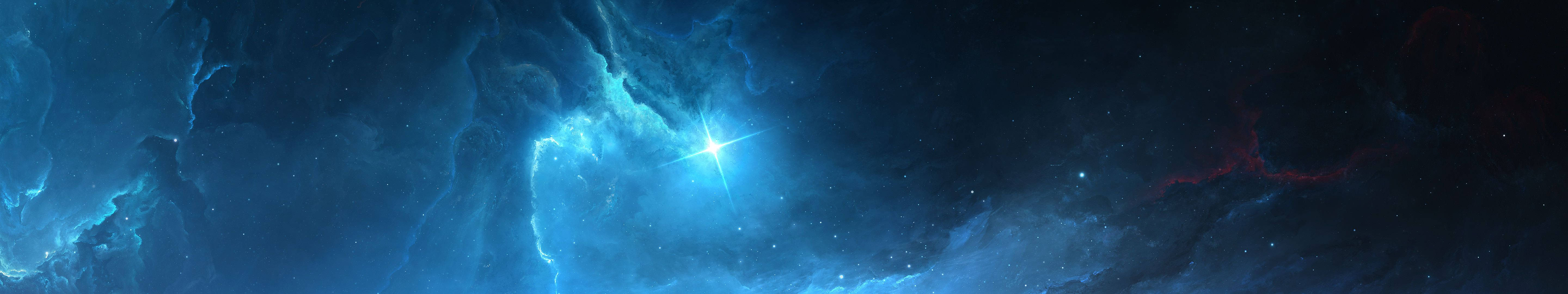 Twinkling Star In Blue Galaxy Wallpaper