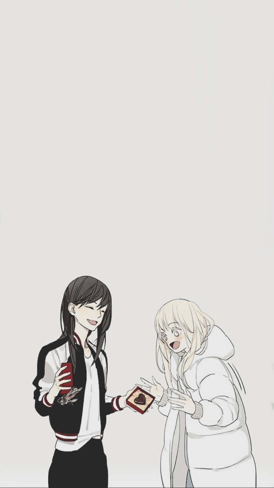 Two Anime Girls Sharing A Romantic Moment. Wallpaper