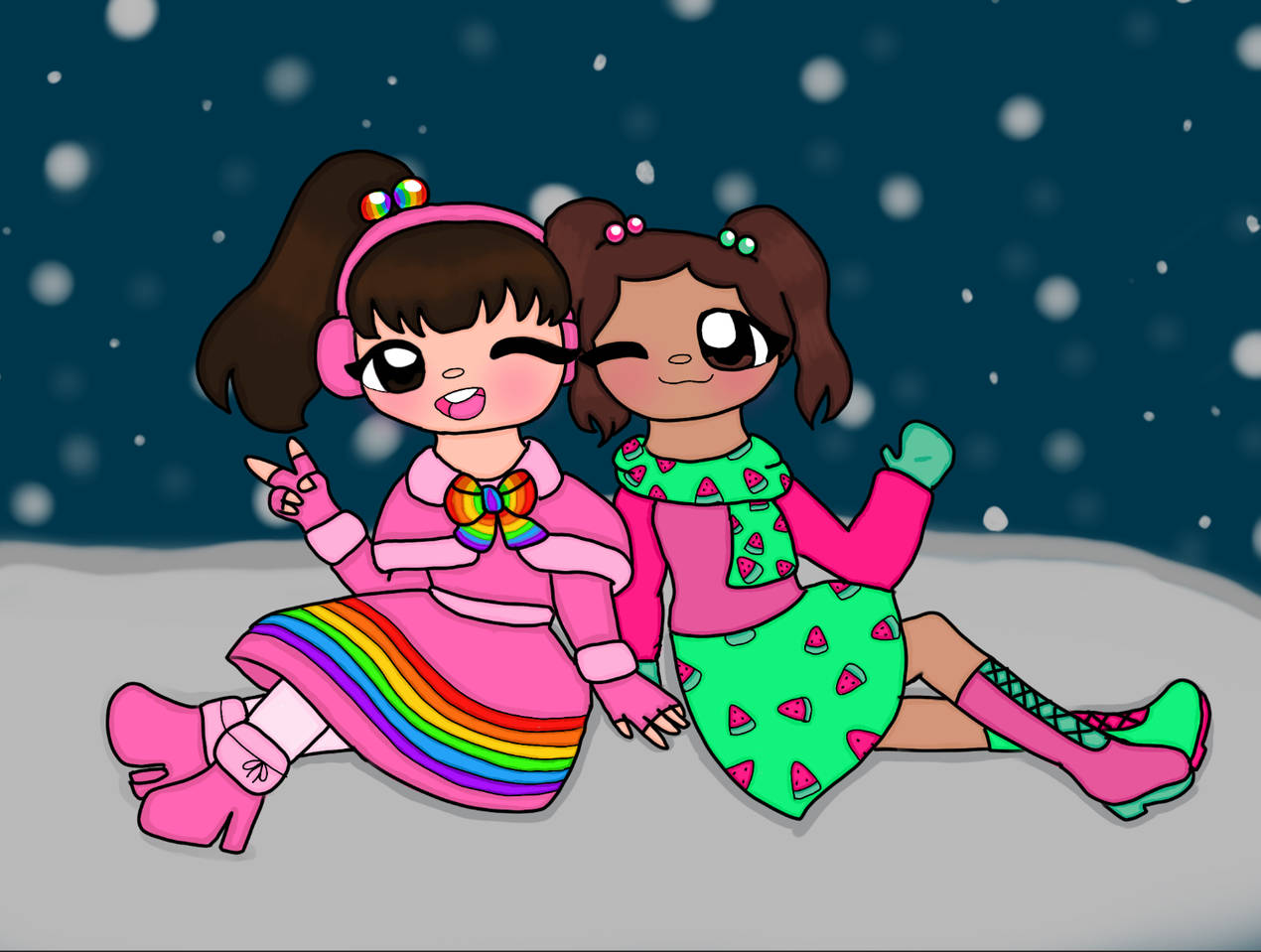 Two Girls Christmas Pfp Wallpaper