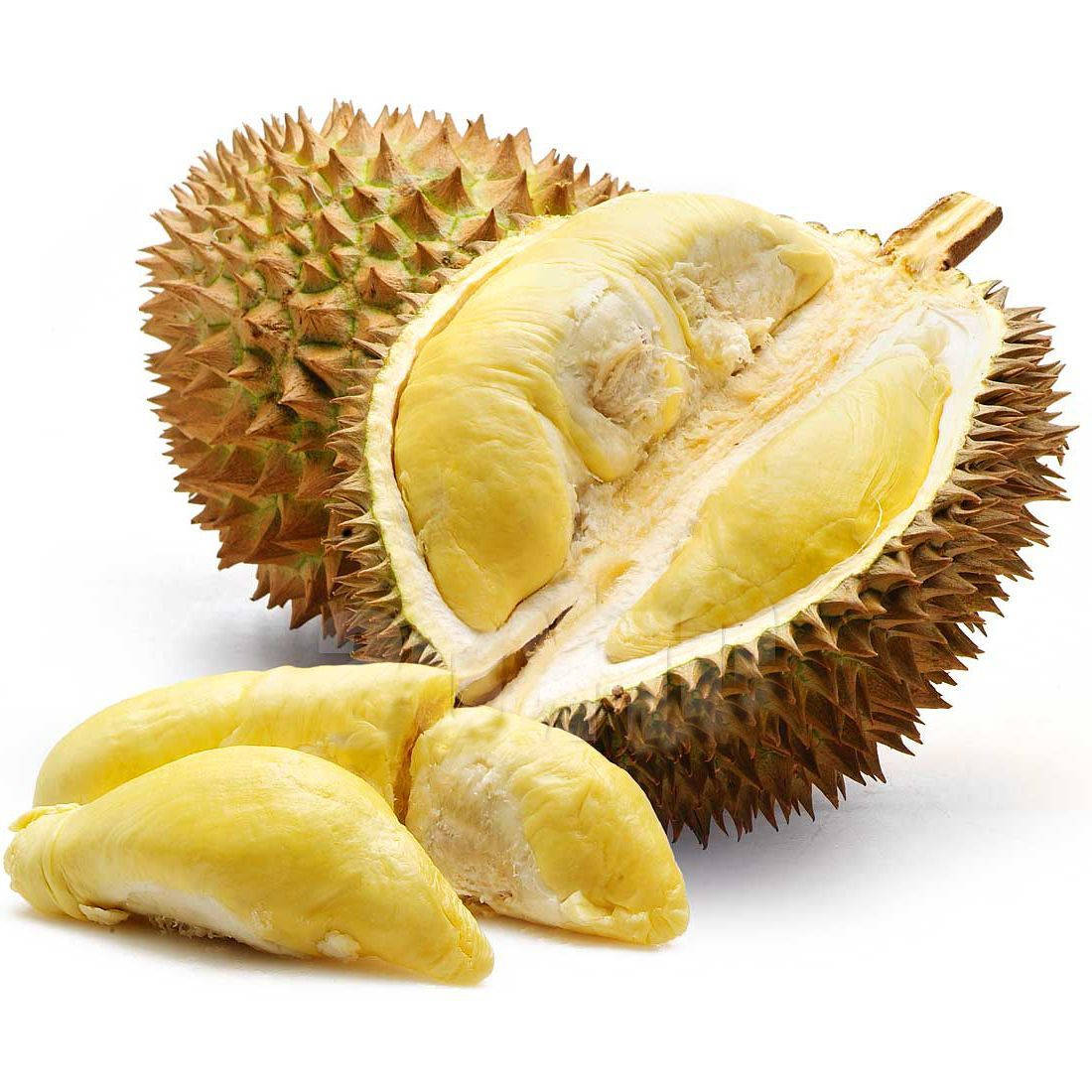 Two Ripe Durian Fruits On White Background Wallpaper