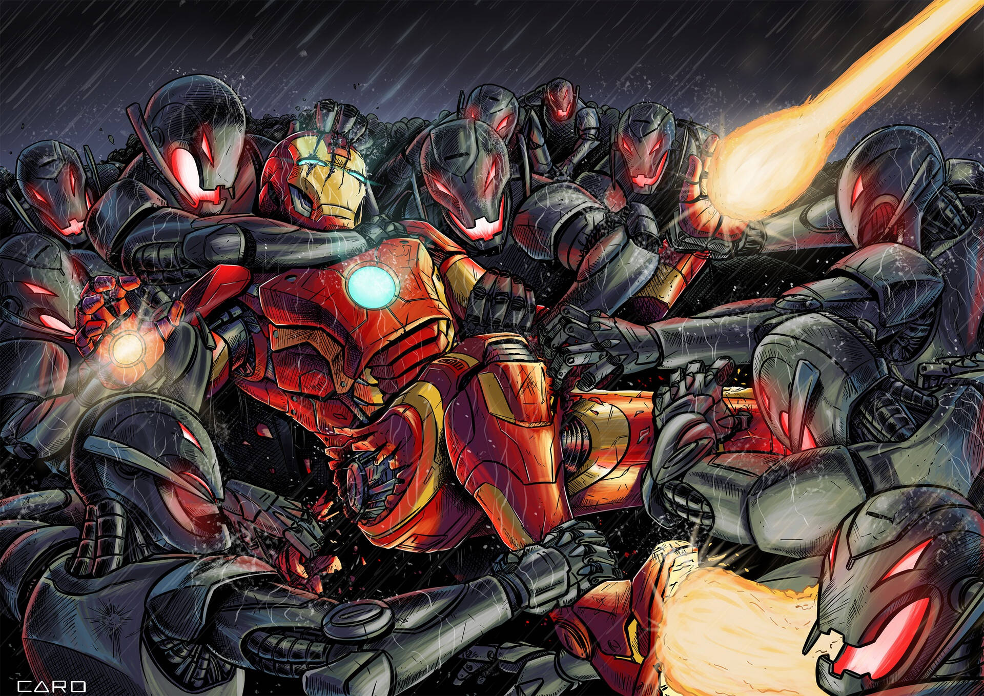Ultron Vs Cool Iron Man Artwork Wallpaper