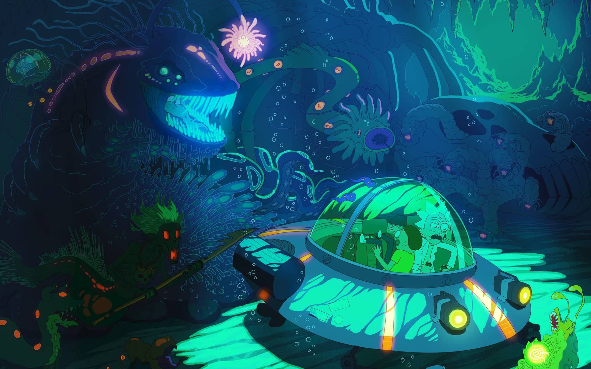 Underwater Rick And Morty 4k Wallpaper