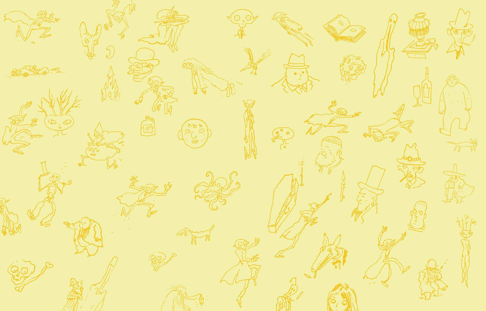 Unique Line Art Graphics Cute Yellow Wallpaper