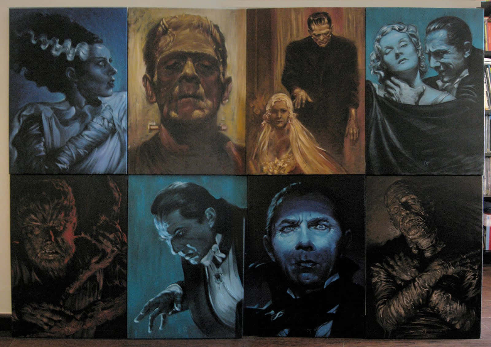 Universal Monsters Characters In Oil Painting Wallpaper