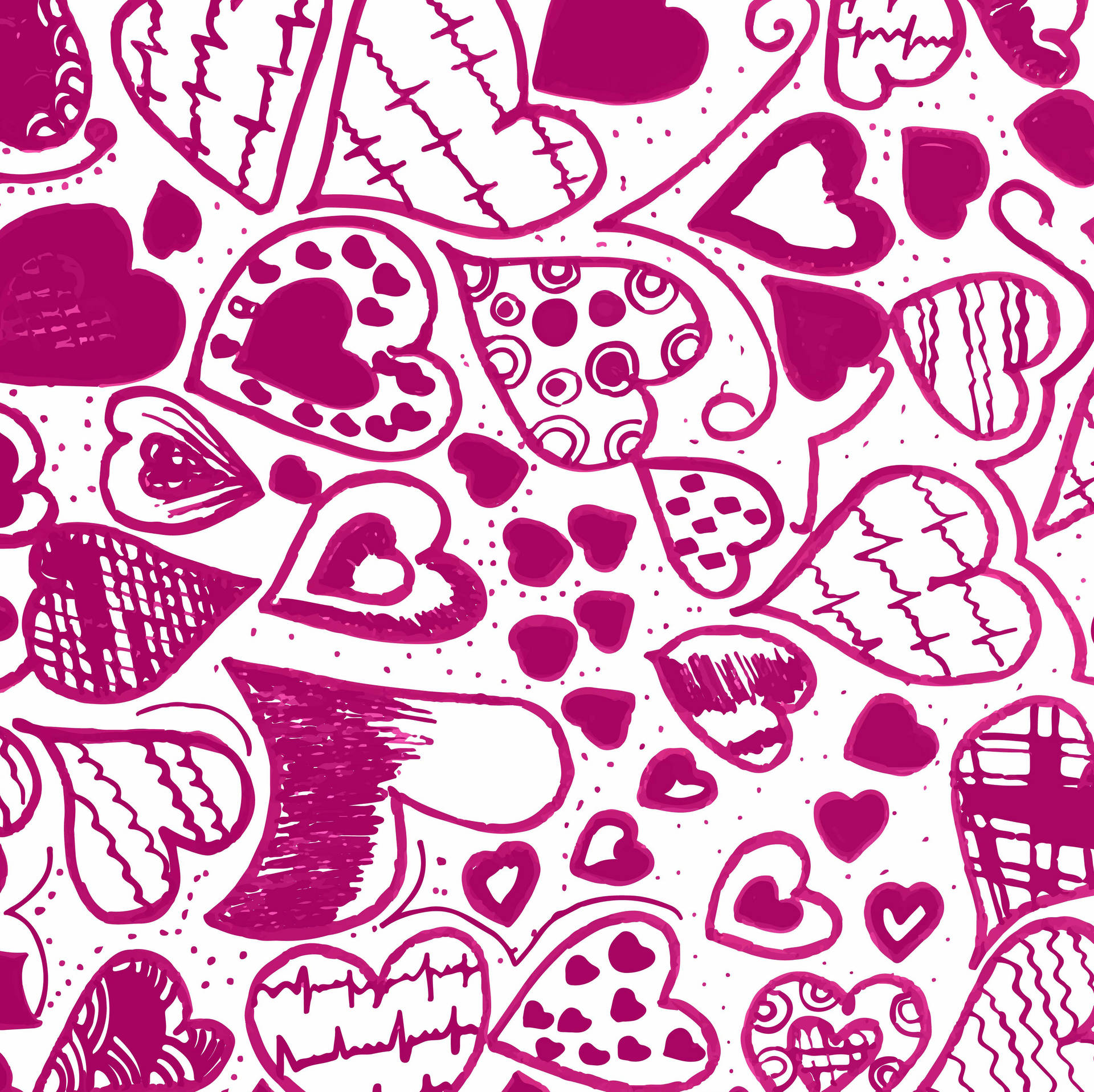 Valentine's Magenta Hearts Pattern Wallpaper