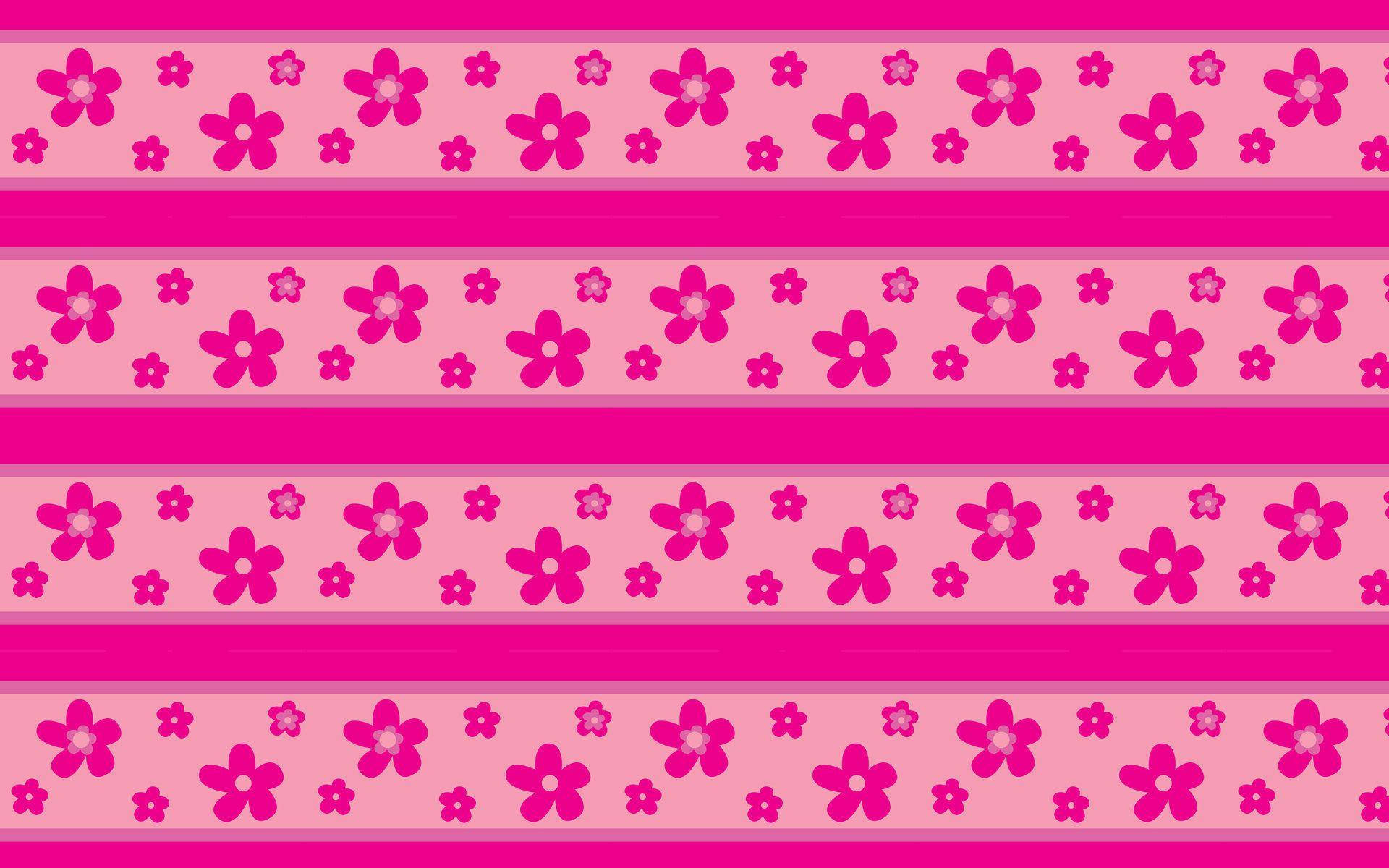 Vibrant Hot Pink Flower Amidst Lines Pattern Wallpaper