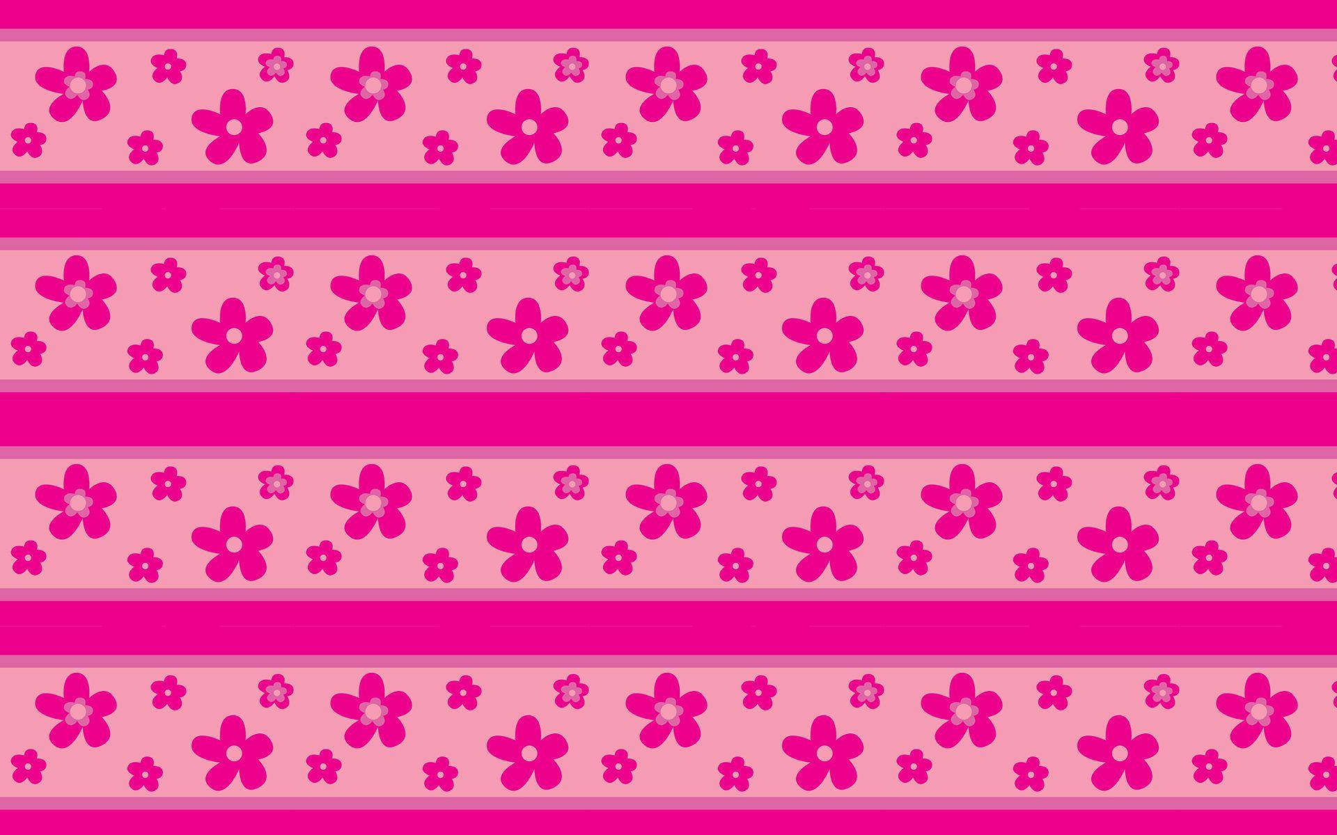 Vibrant Hot Pink Flower Amidst Lines Pattern Wallpaper WallpapersOK