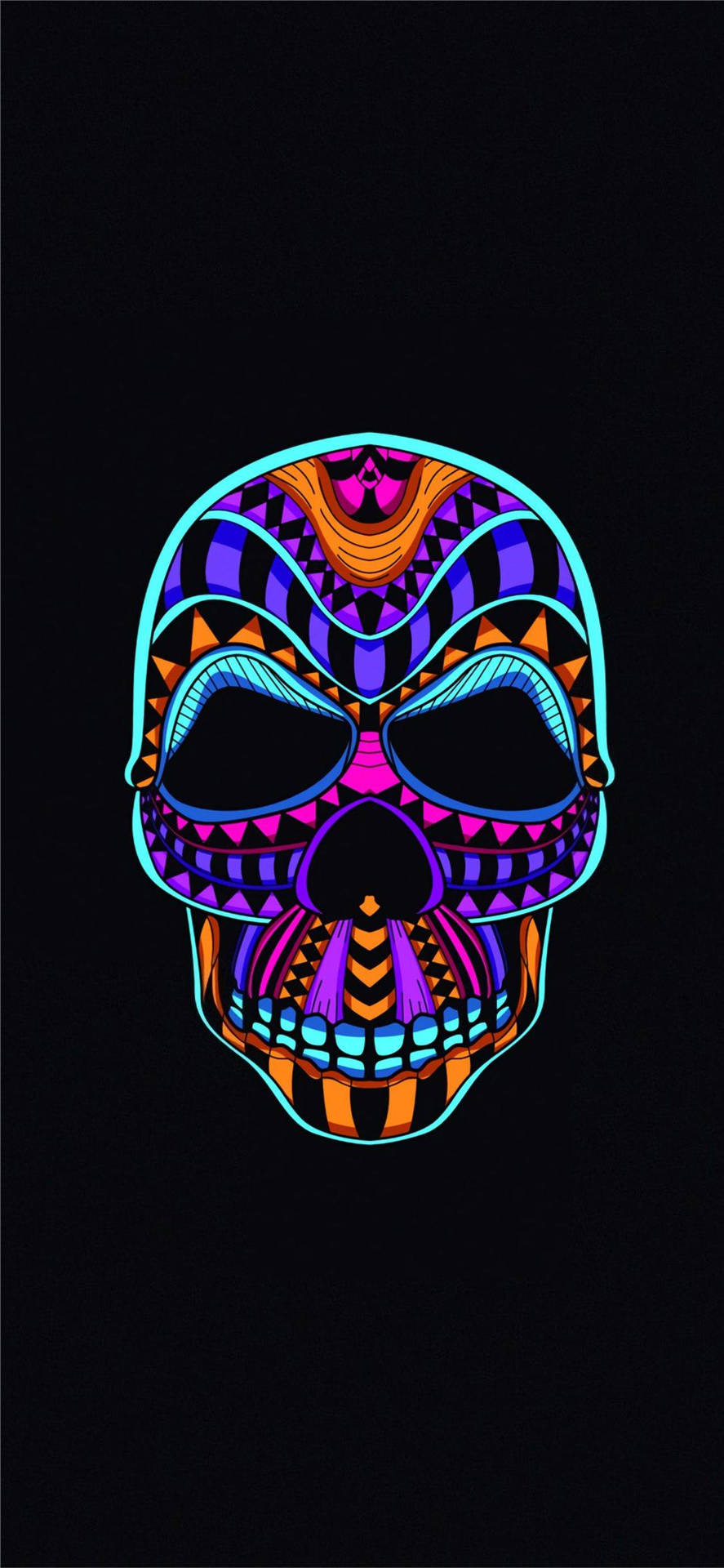 Vibrant Neon Skull On Oled Display Wallpaper
