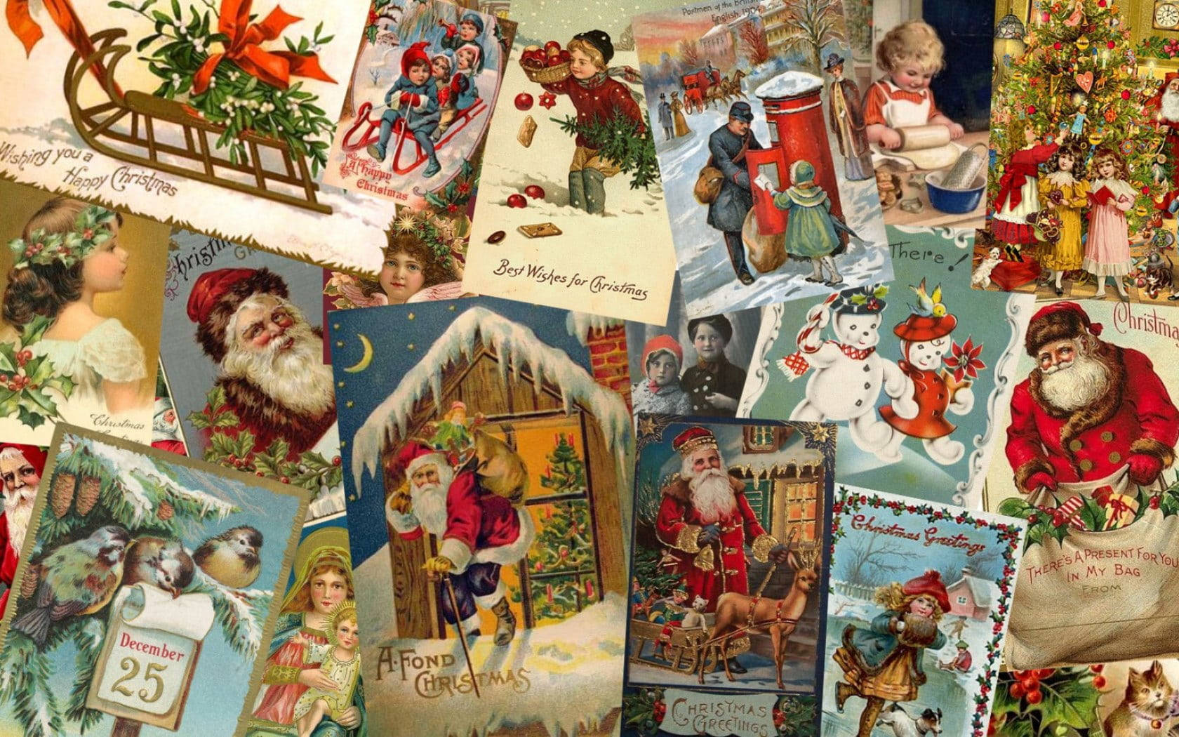 Victorian Christmas Cards Wallpaper