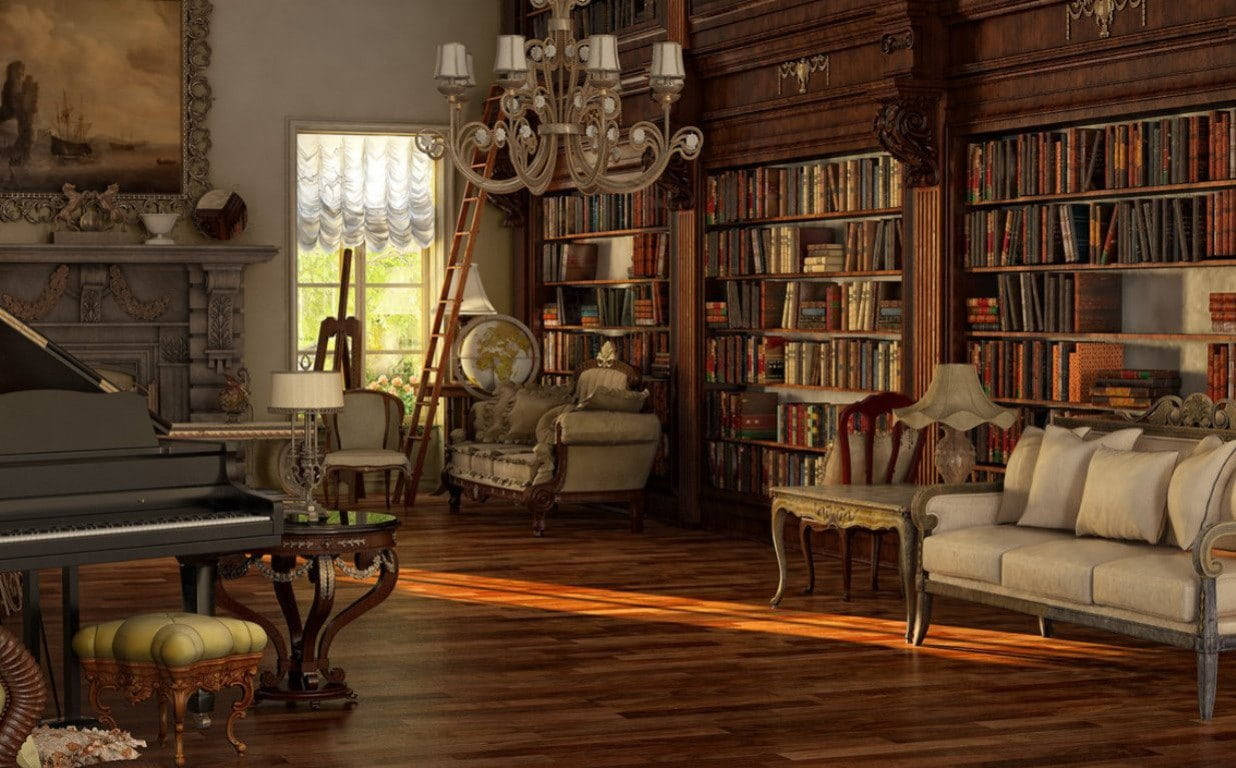 Victorian Home Library Wallpaper