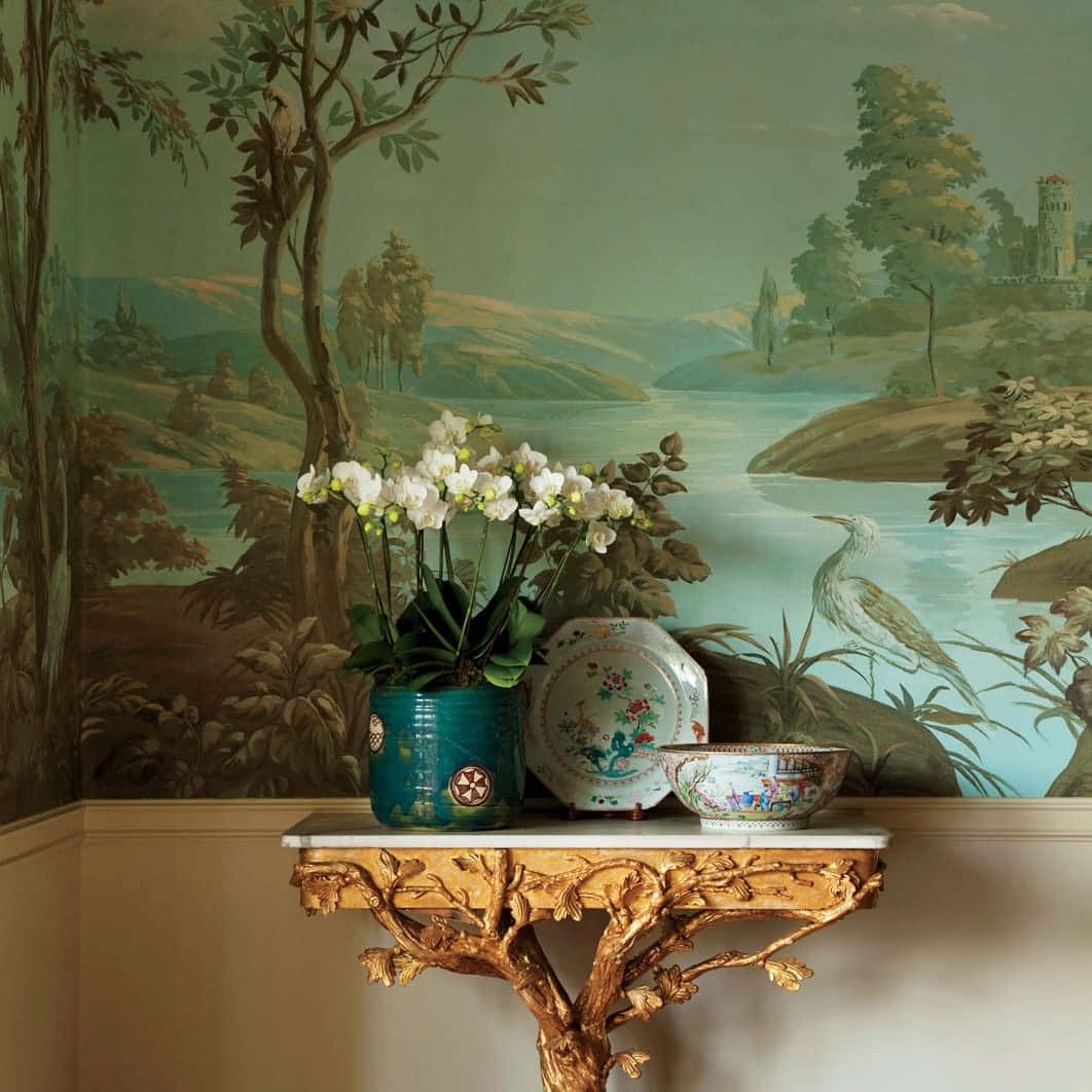 Victorian Style Room Still Life Wallpaper