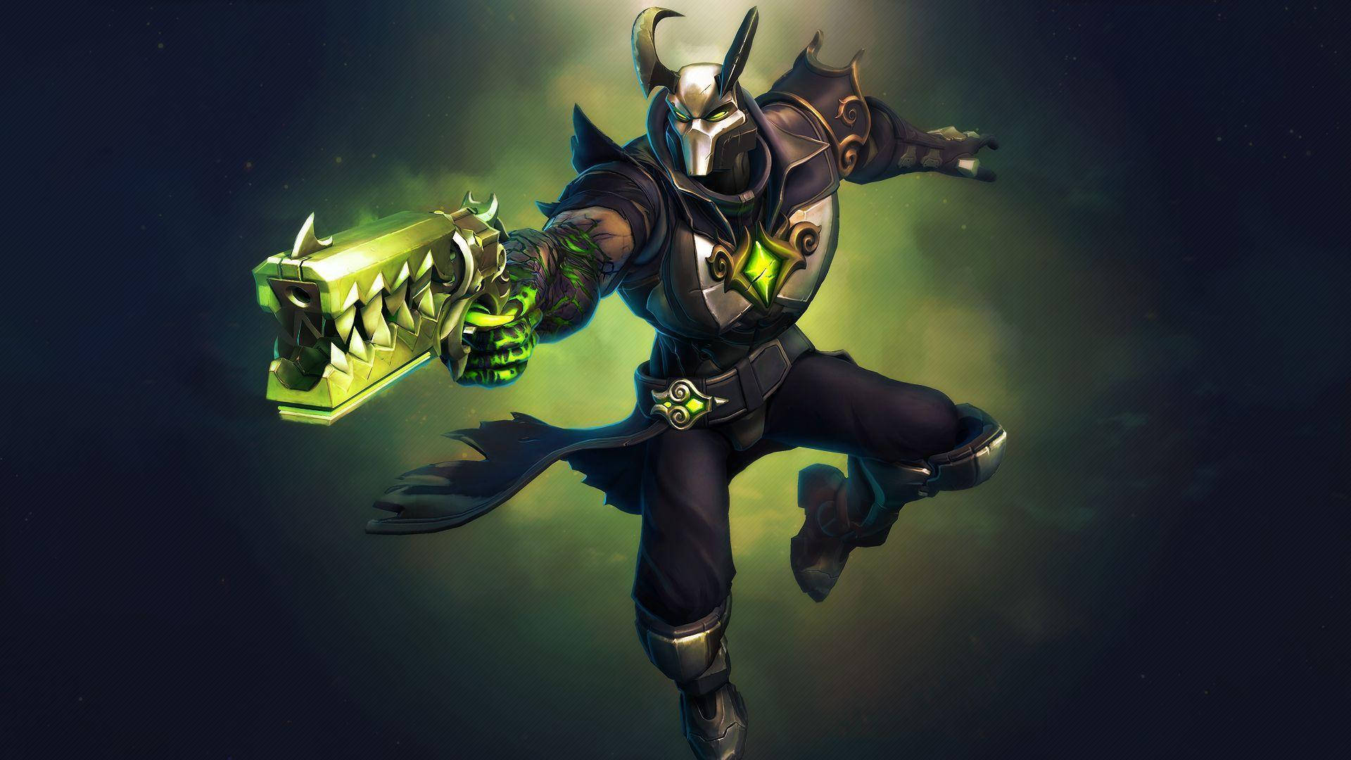 Video Game Paladins Androxus Pointing Revolver Green Aura Wallpaper