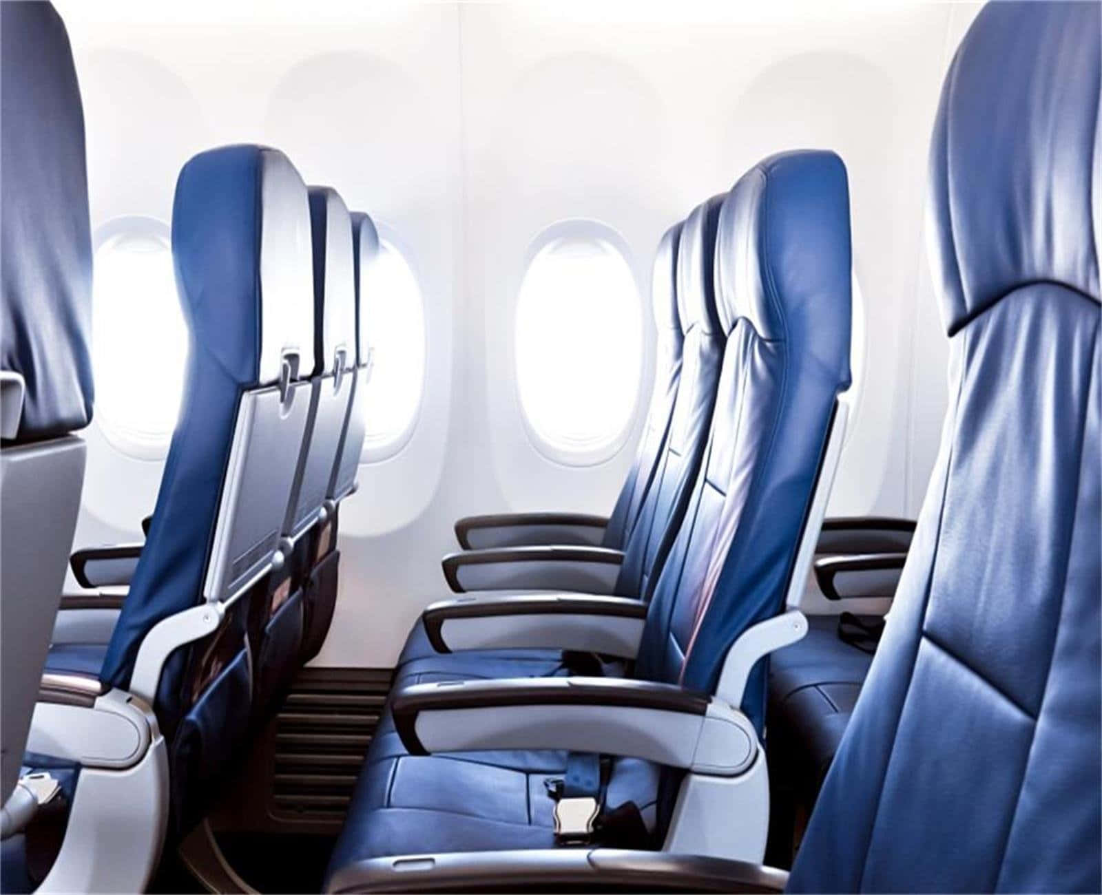 View Of Economy Class Seating Inside An Airplane Wallpaper