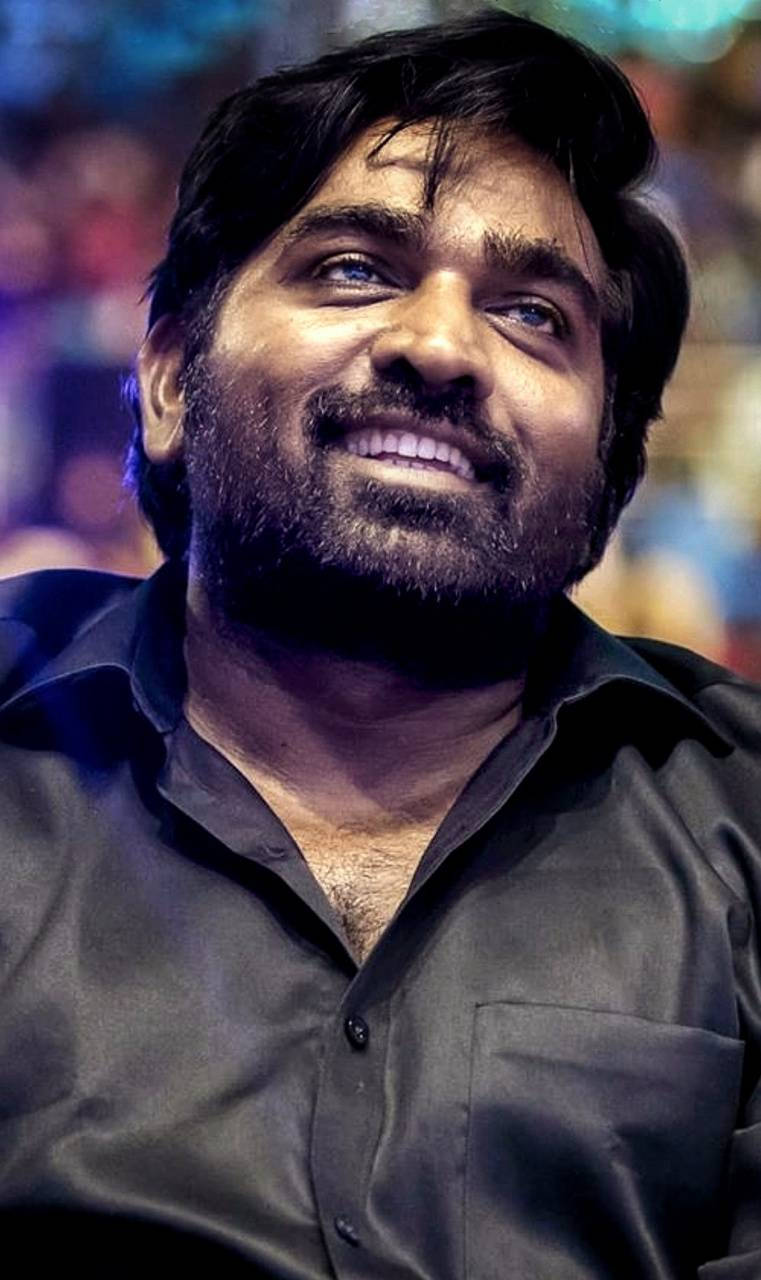 Vijay Sethupathi Black Shirt Smiling Hd Wallpaper