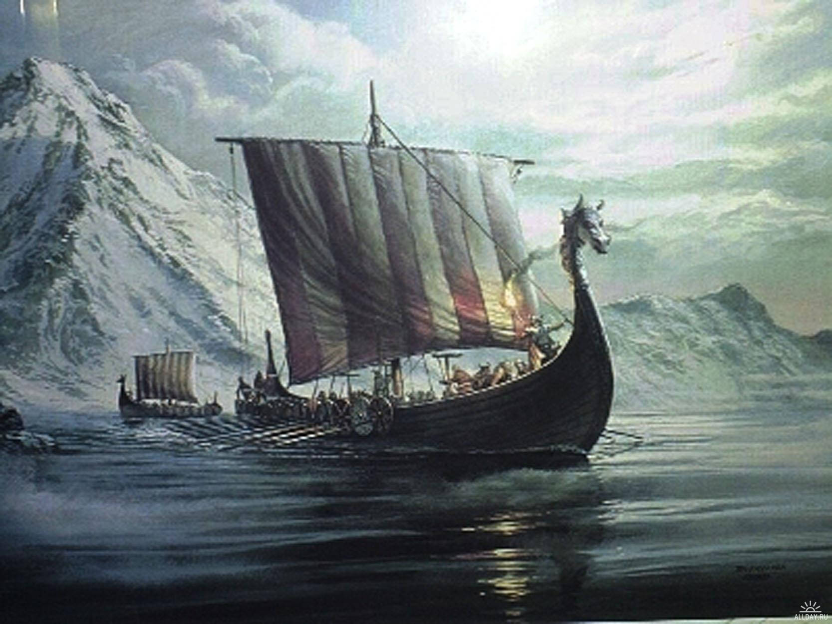 Viking Ships Navigation Wallpaper