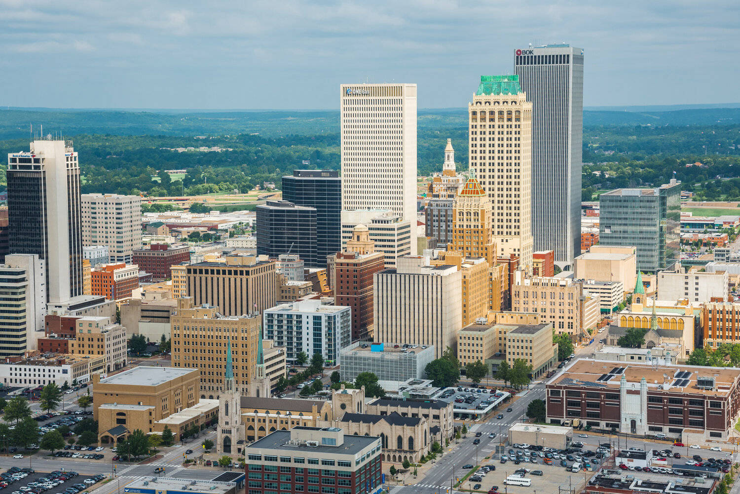 Vintage Aerial Downtown Tulsa Oklahoma Wallpaper