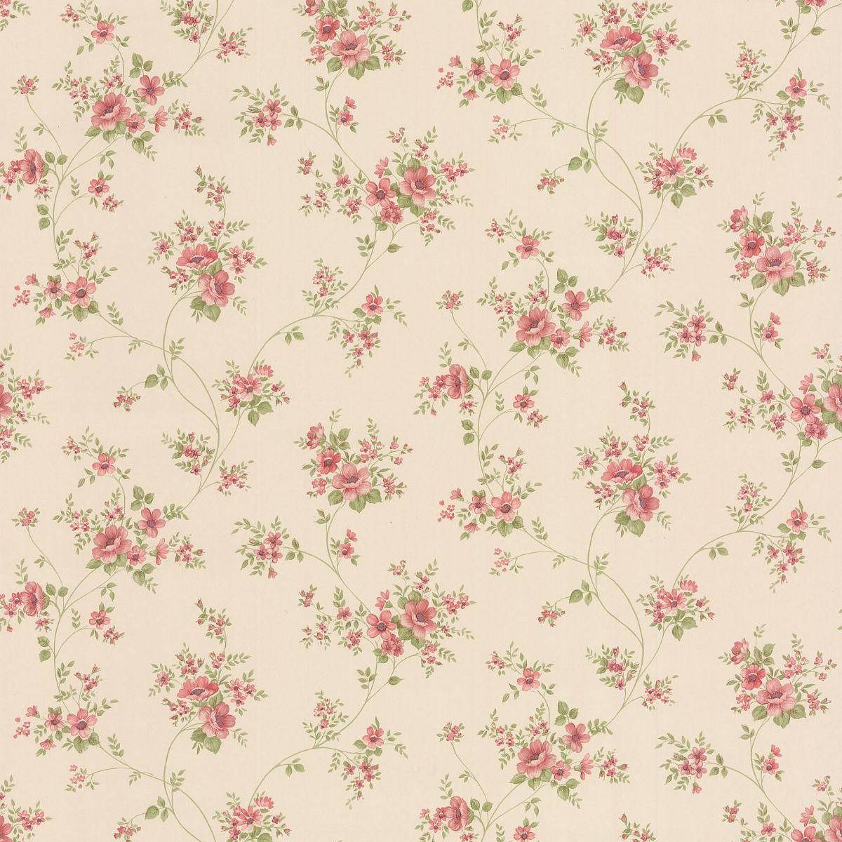 Vintage Dollhouse Flower Wall Covering Wallpaper