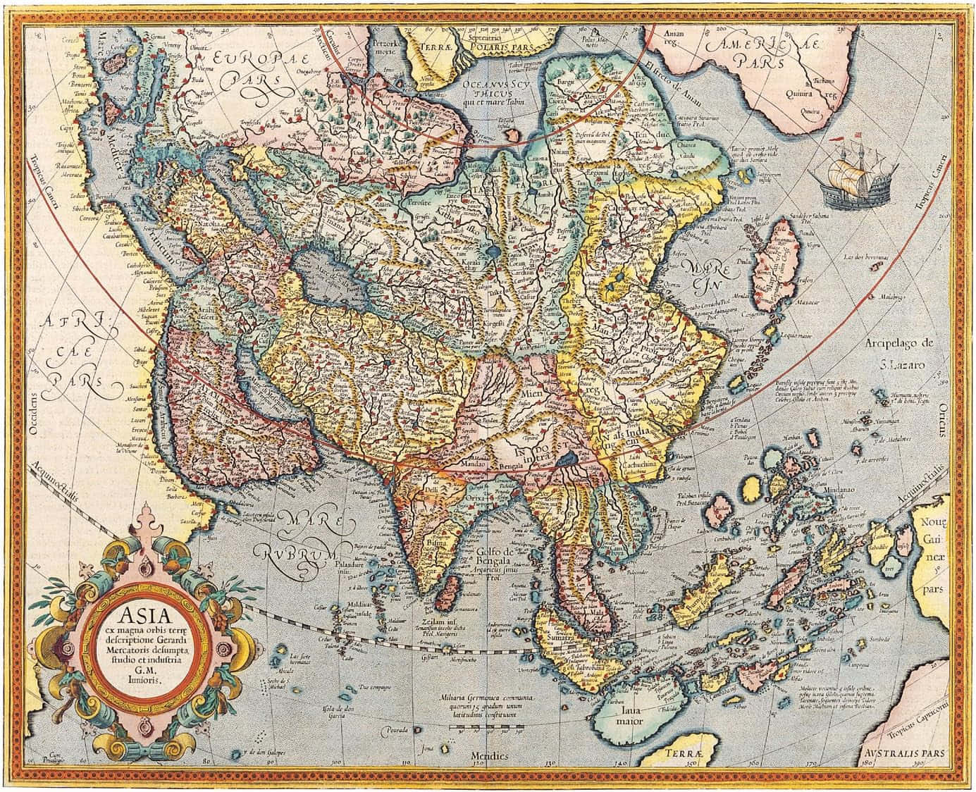 Vintage Mapof Asia Wallpaper
