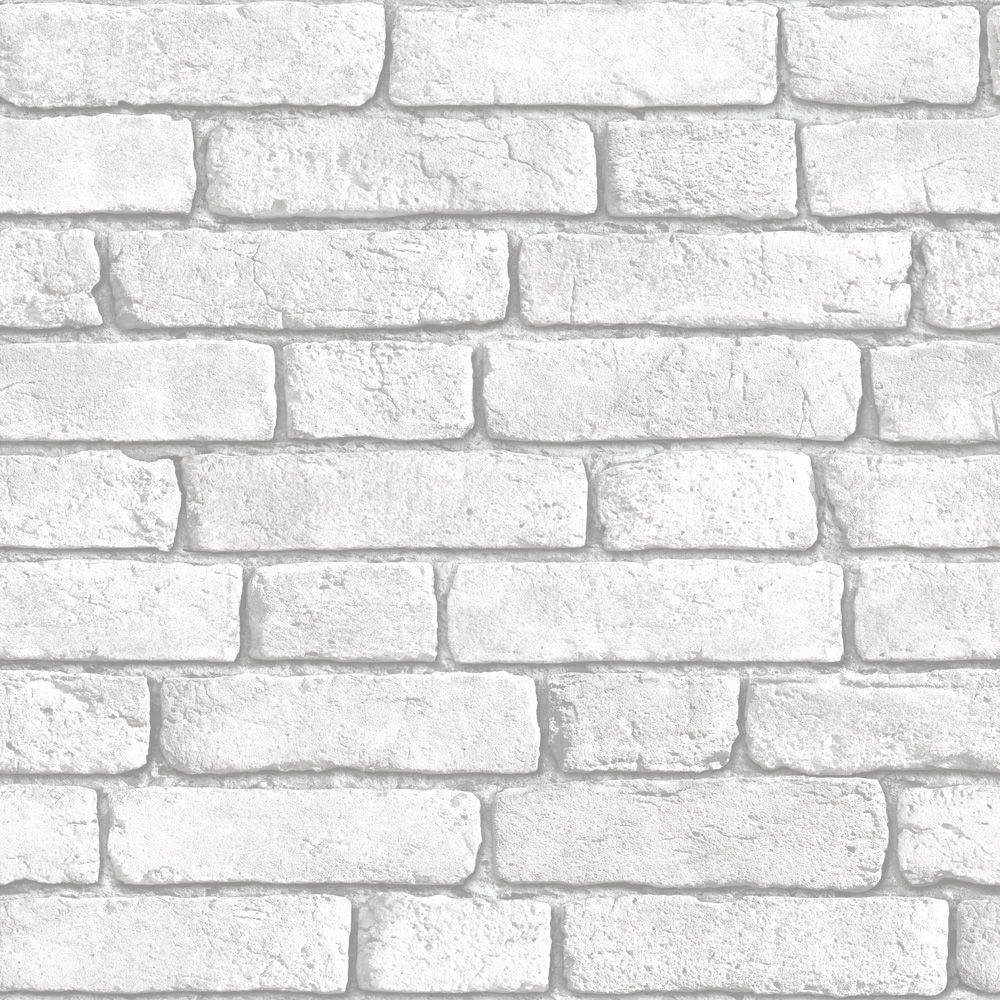 Vintage Textured White Brick Wall Wallpaper