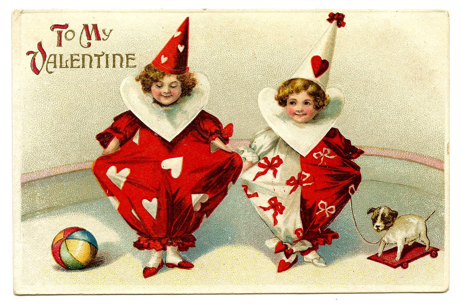 Vintage Valentine's Clowns Wallpaper