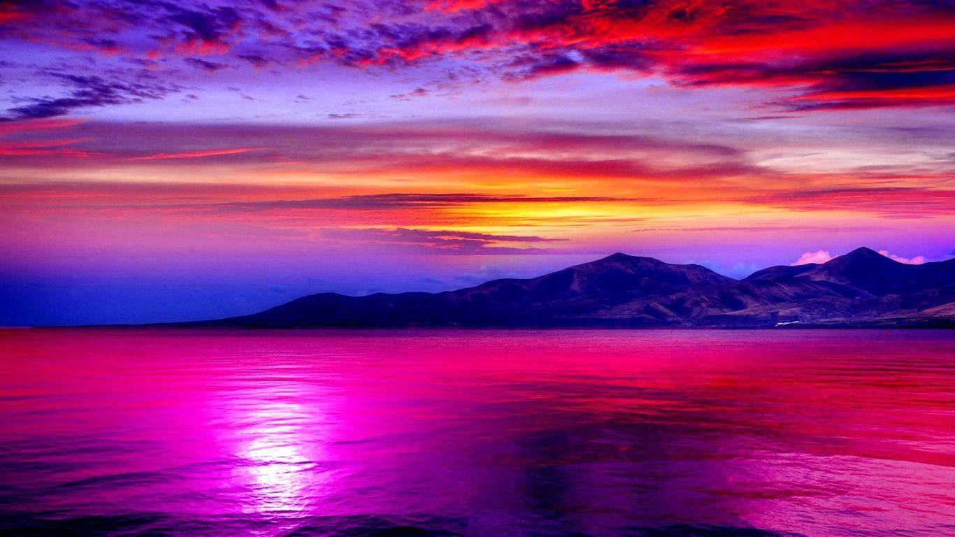 Violet Ocean Scenic Wallpaper