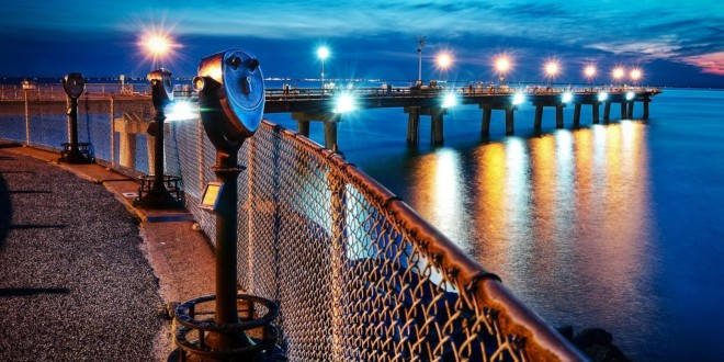 Virginia Beach Pier At Night Wallpaper