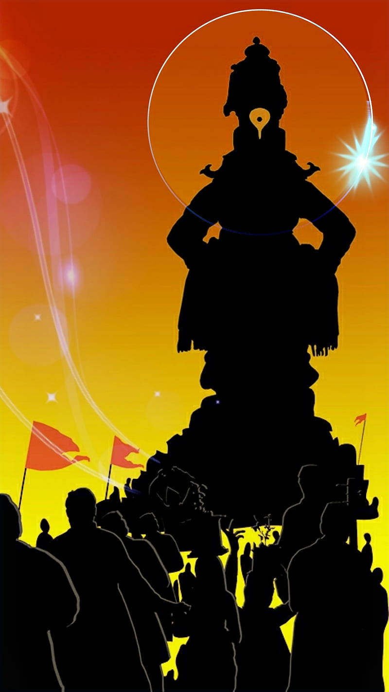 Vithu Mauli Statue Silhouete And Pilgrims Wallpaper