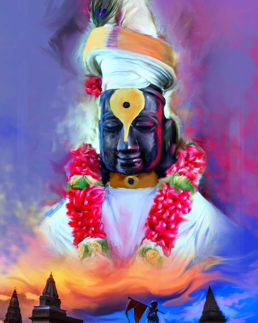 Vitthal Oil Pastel Portrait Illustration Wallpaper