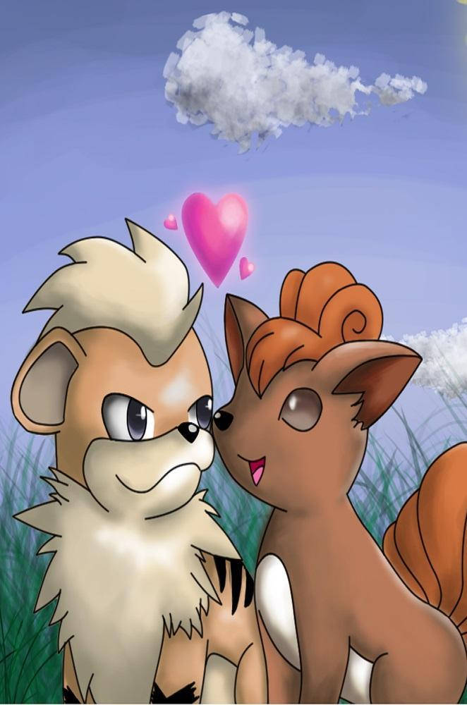 Vulpix Romance With Growlithe Wallpaper