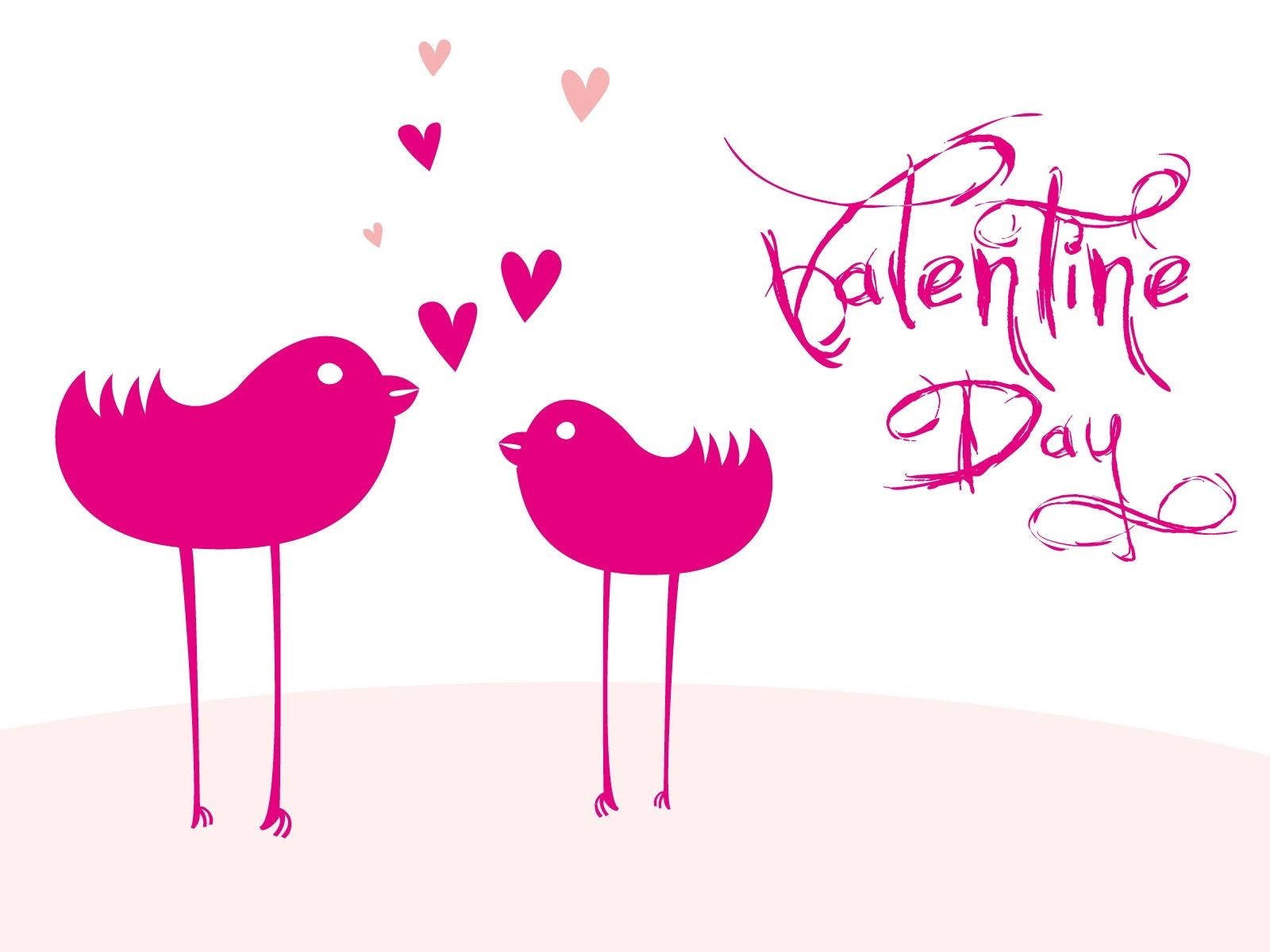 Wallpaper Valentines Day, Inscription, Birdies, Hearts, Love, White Background Wallpaper