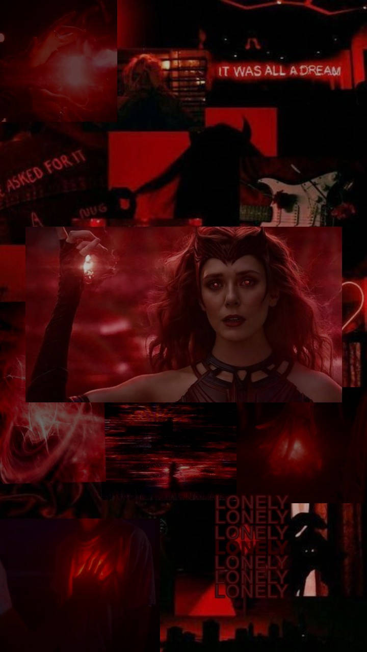 Wanda Maximoff Black And Red Collage Wallpaper